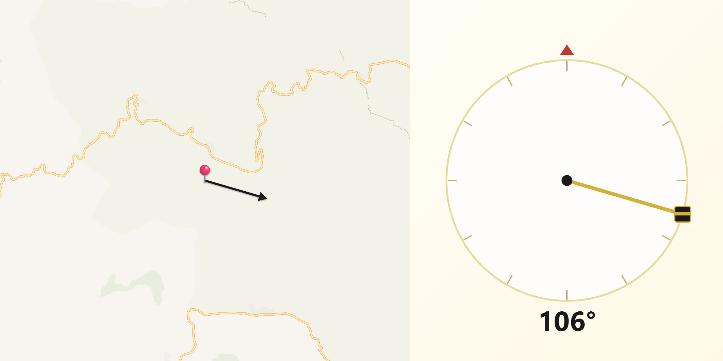 Dirección de la Qibla desde Pavías