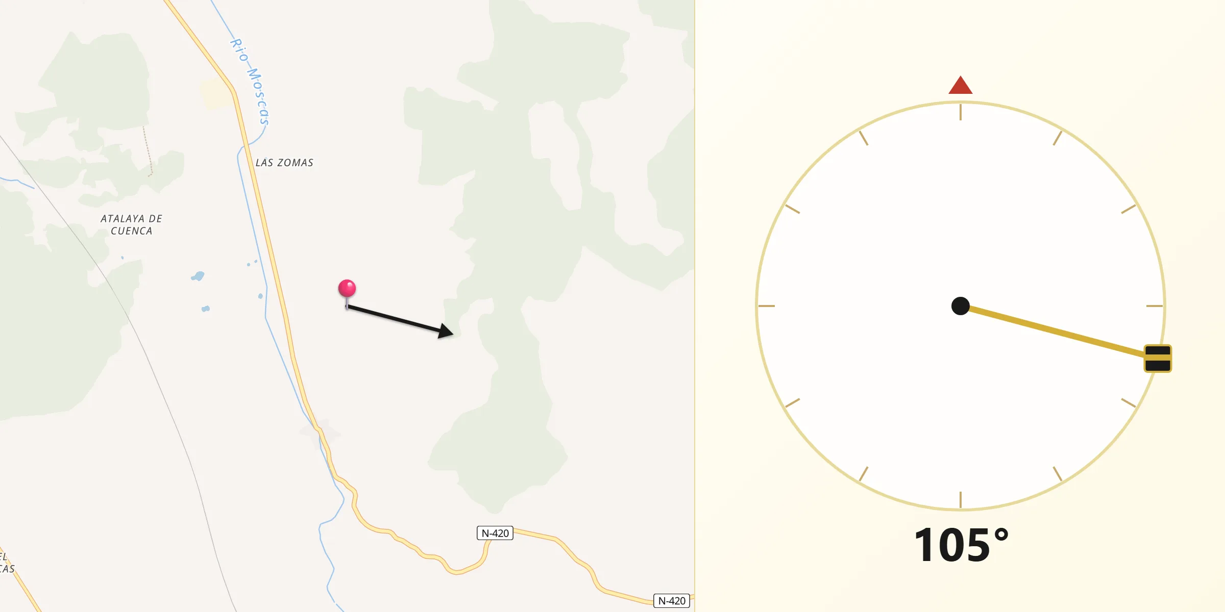 Dirección de la Qibla desde Fuentes