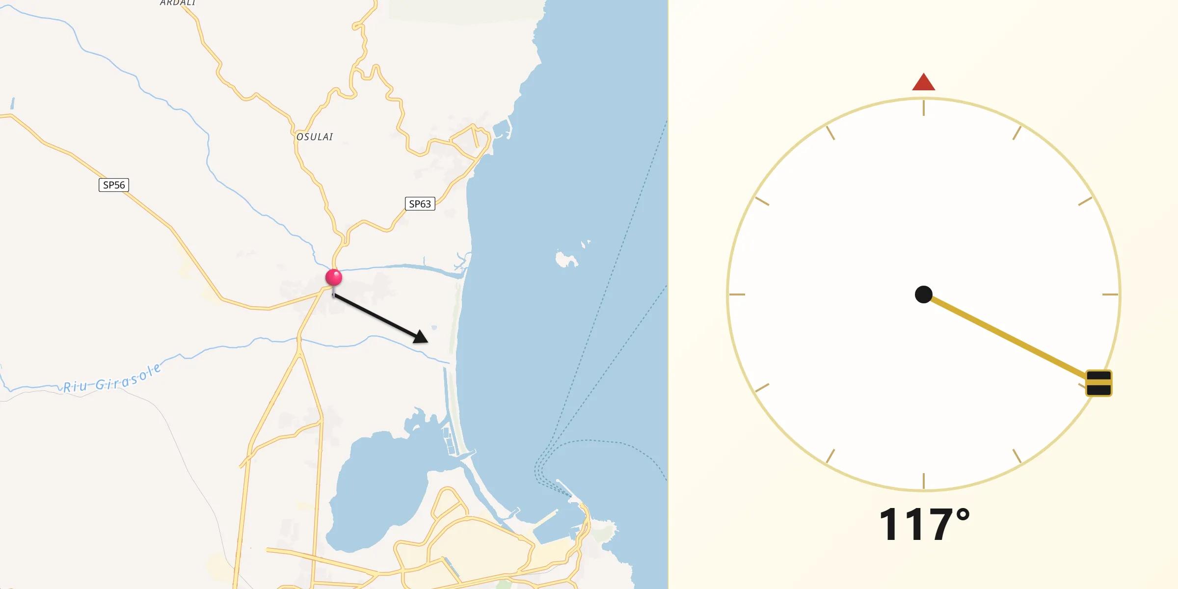 Direzione della Qibla da Lotzorai