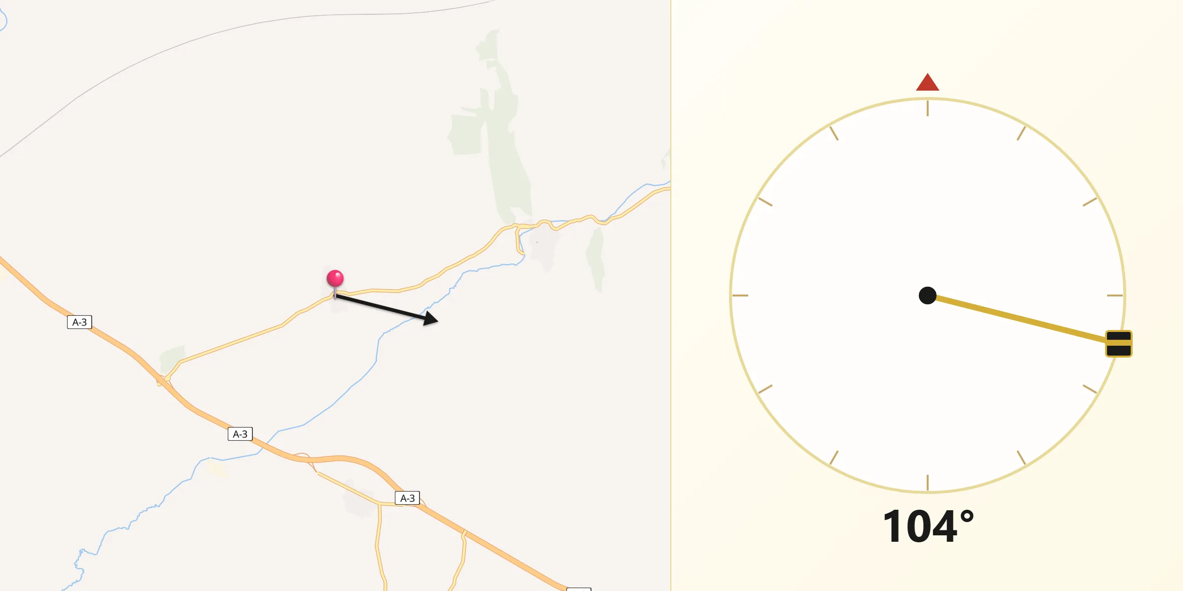 Dirección de la Qibla desde Tribaldos