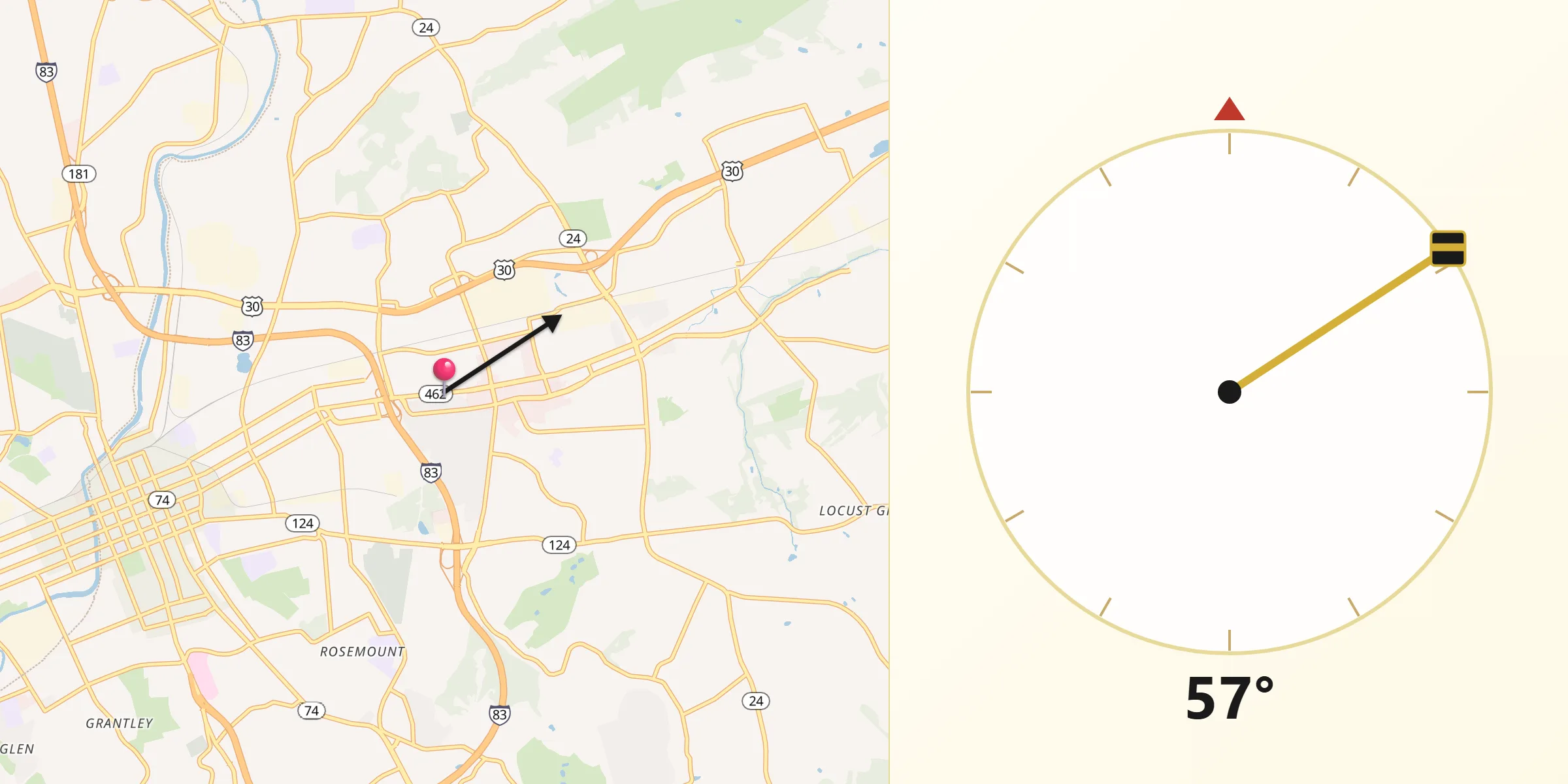 Qibla Direction from East York