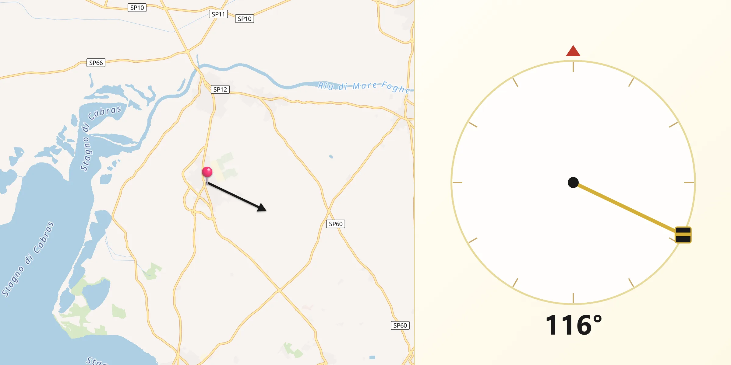 Direzione della Qibla da Nurachi