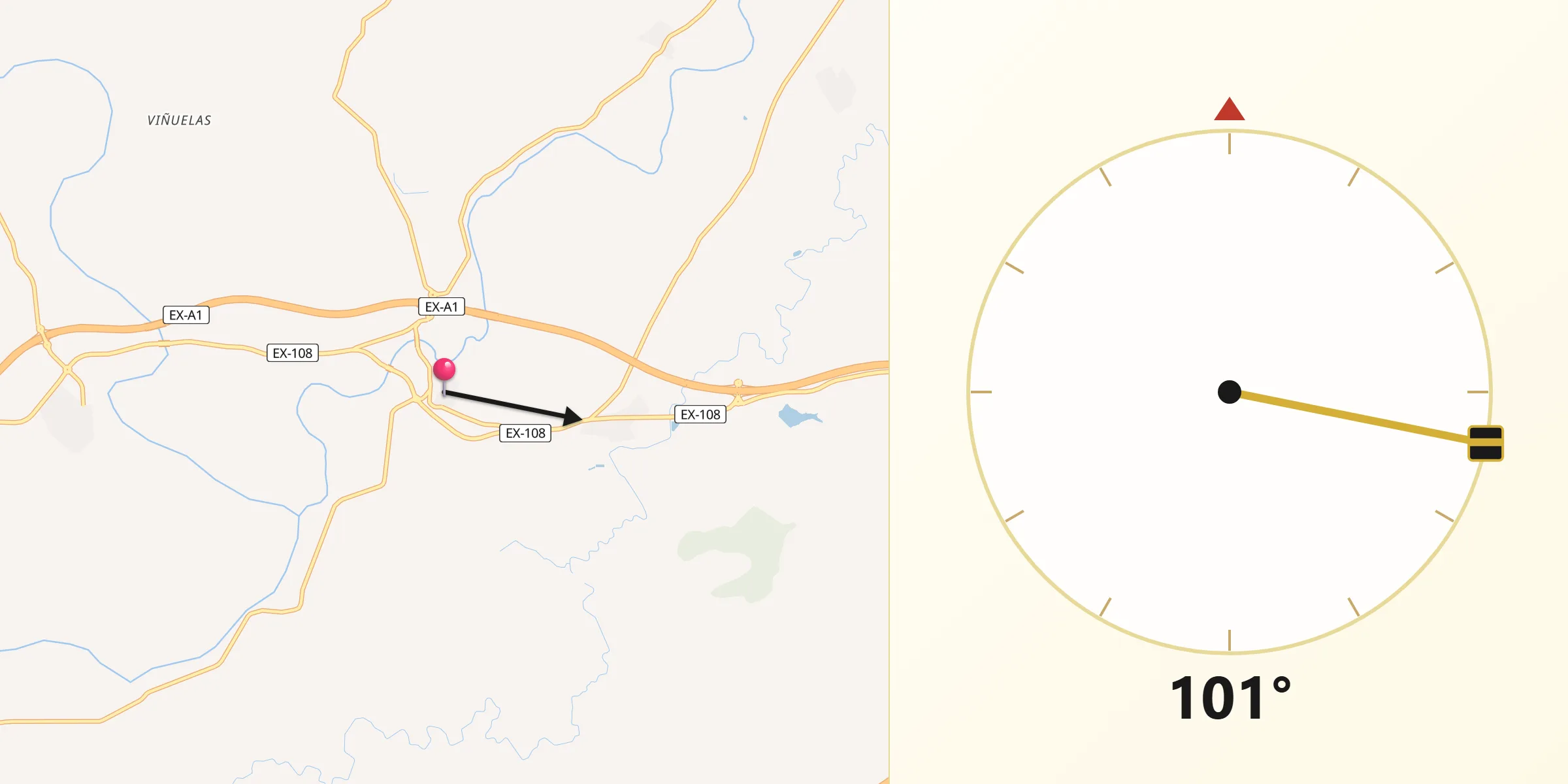 Dirección de la Qibla desde Galisteo