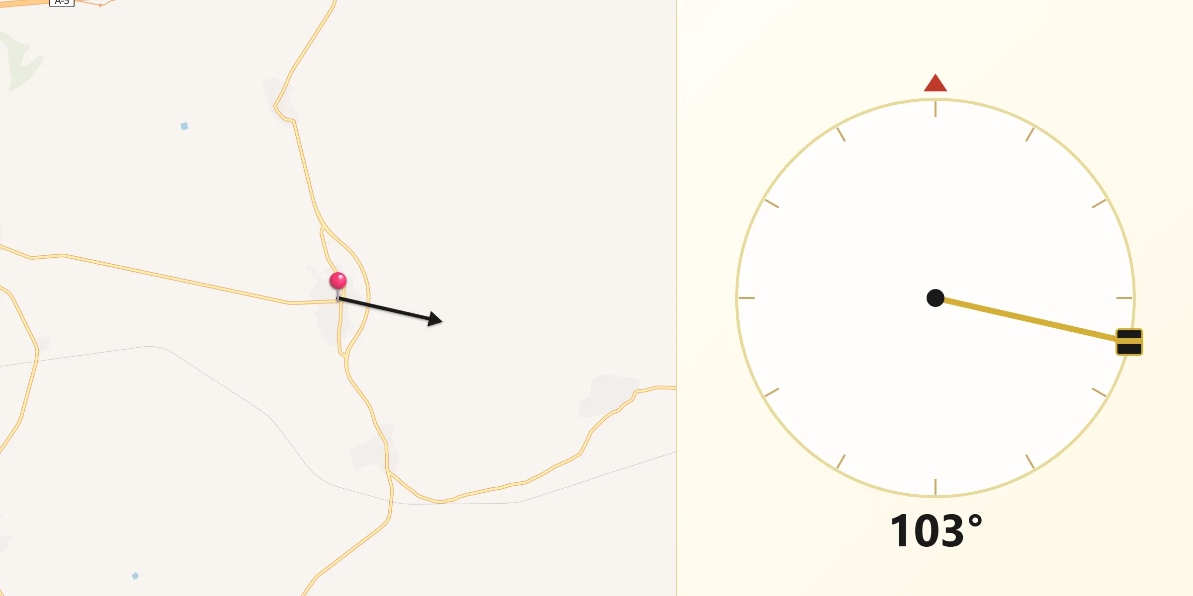 Dirección de la Qibla desde Domingo Pérez