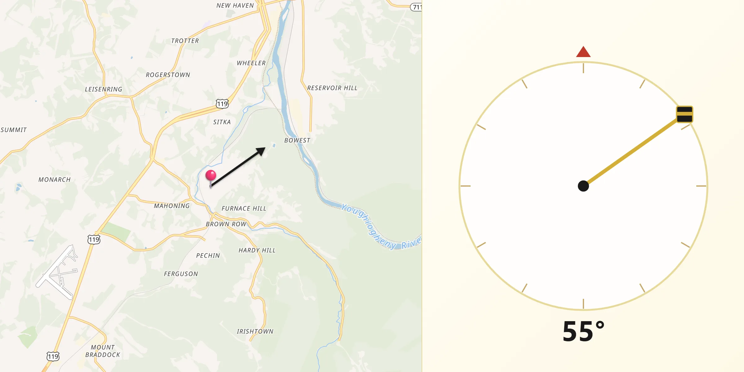 Qibla Direction from Dunbar