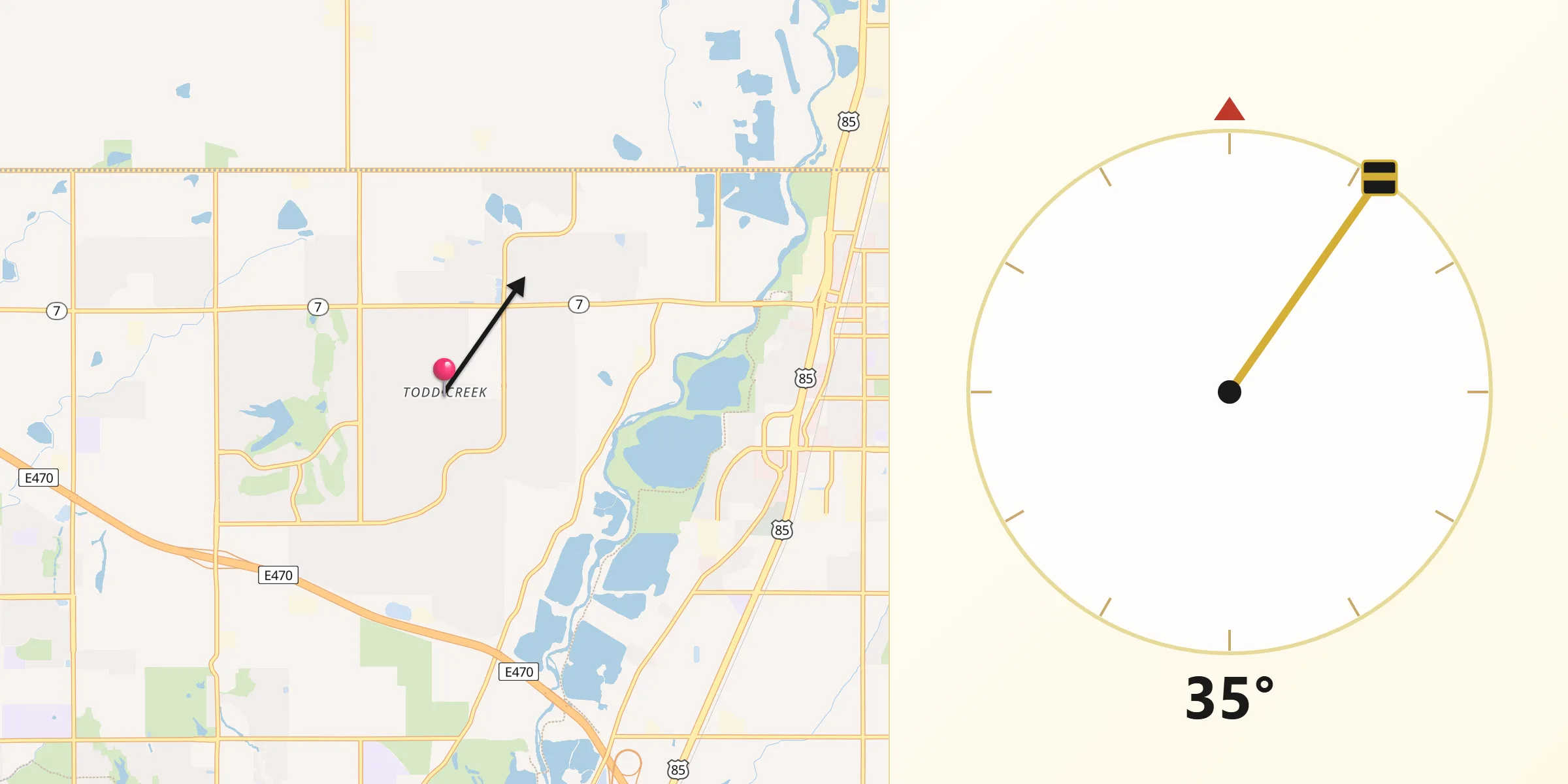 Qibla Direction from Todd Creek