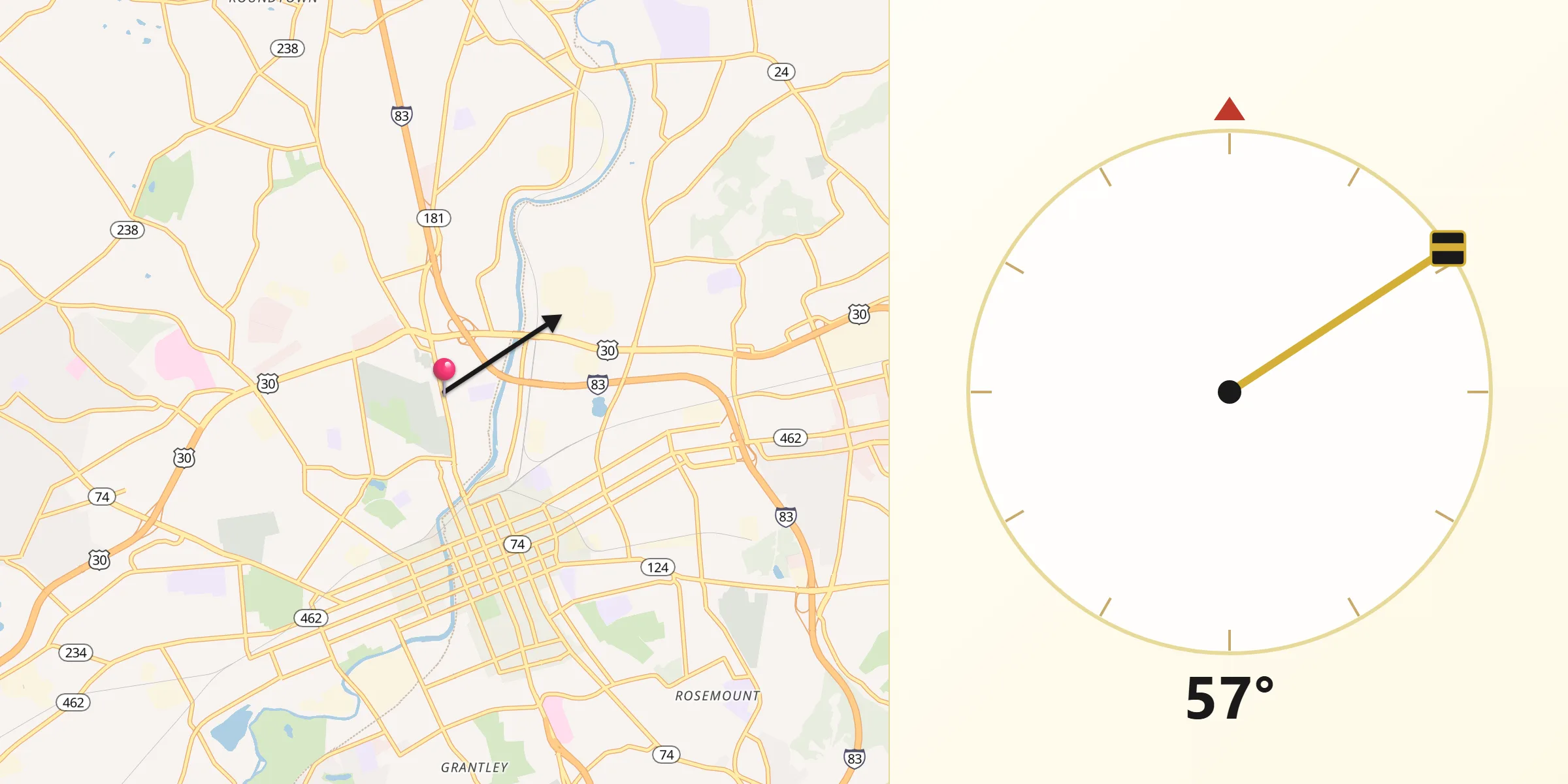 Qibla Direction from North York