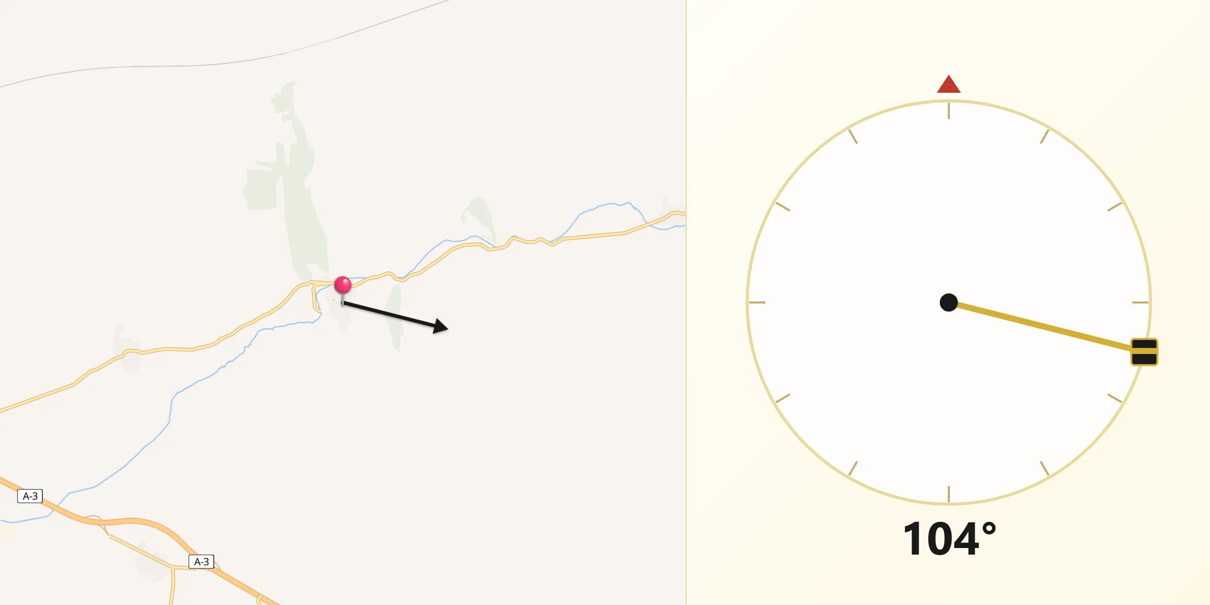 Dirección de la Qibla desde Uclés