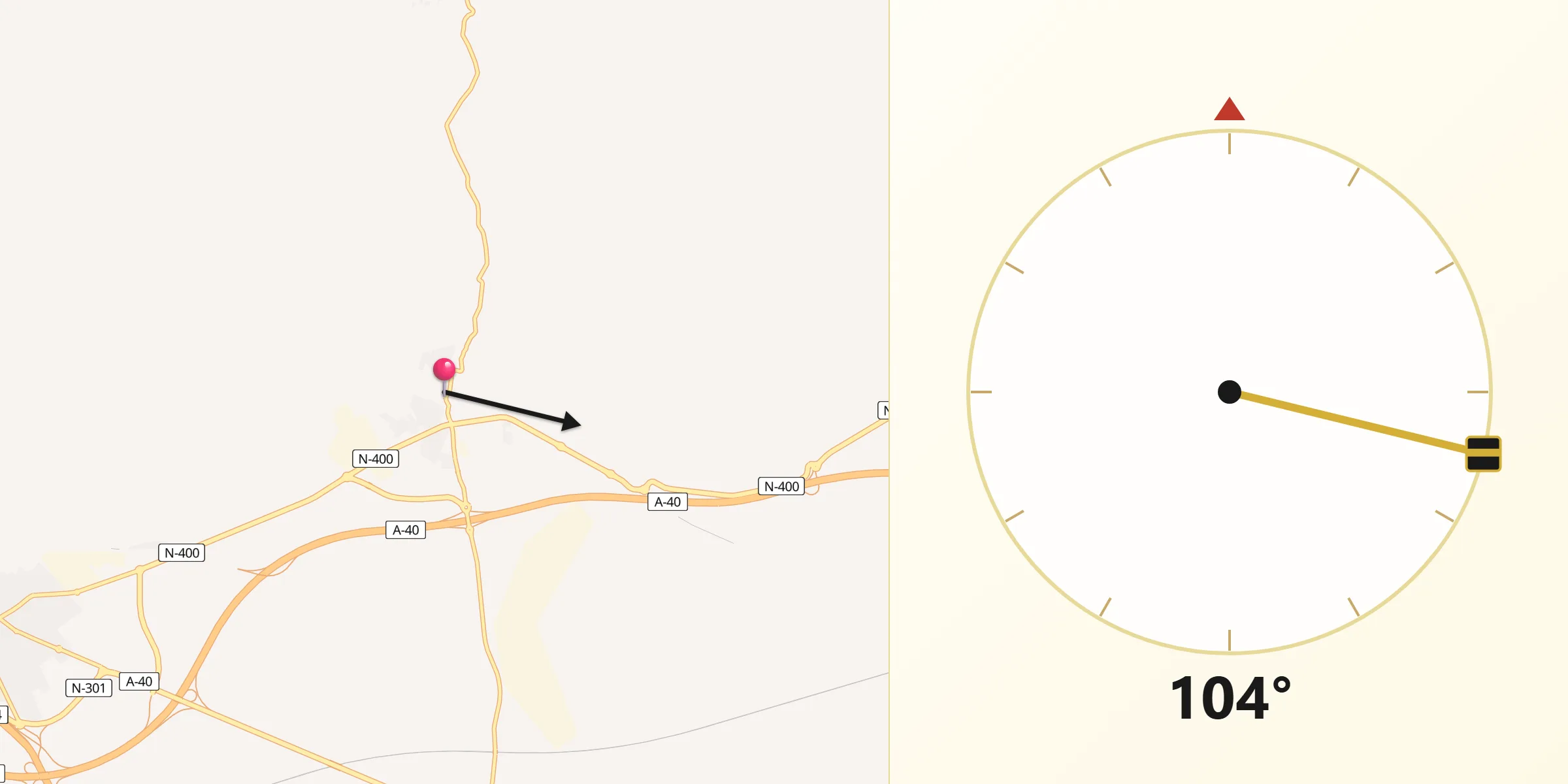 Dirección de la Qibla desde Noblejas