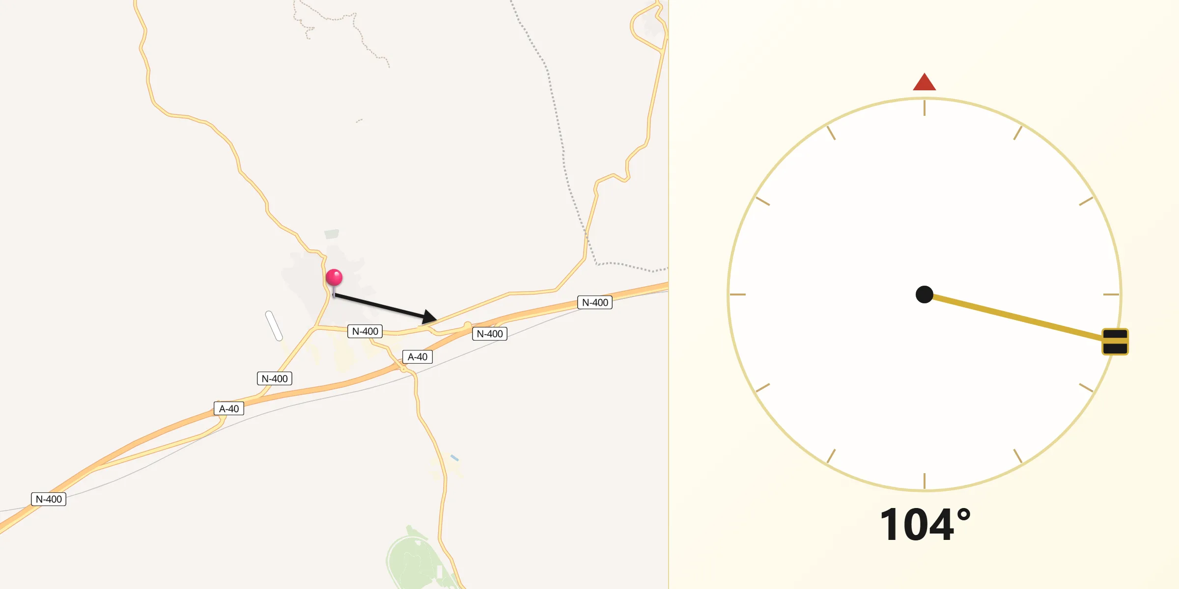 Dirección de la Qibla desde Santa Cruz de la Zarza