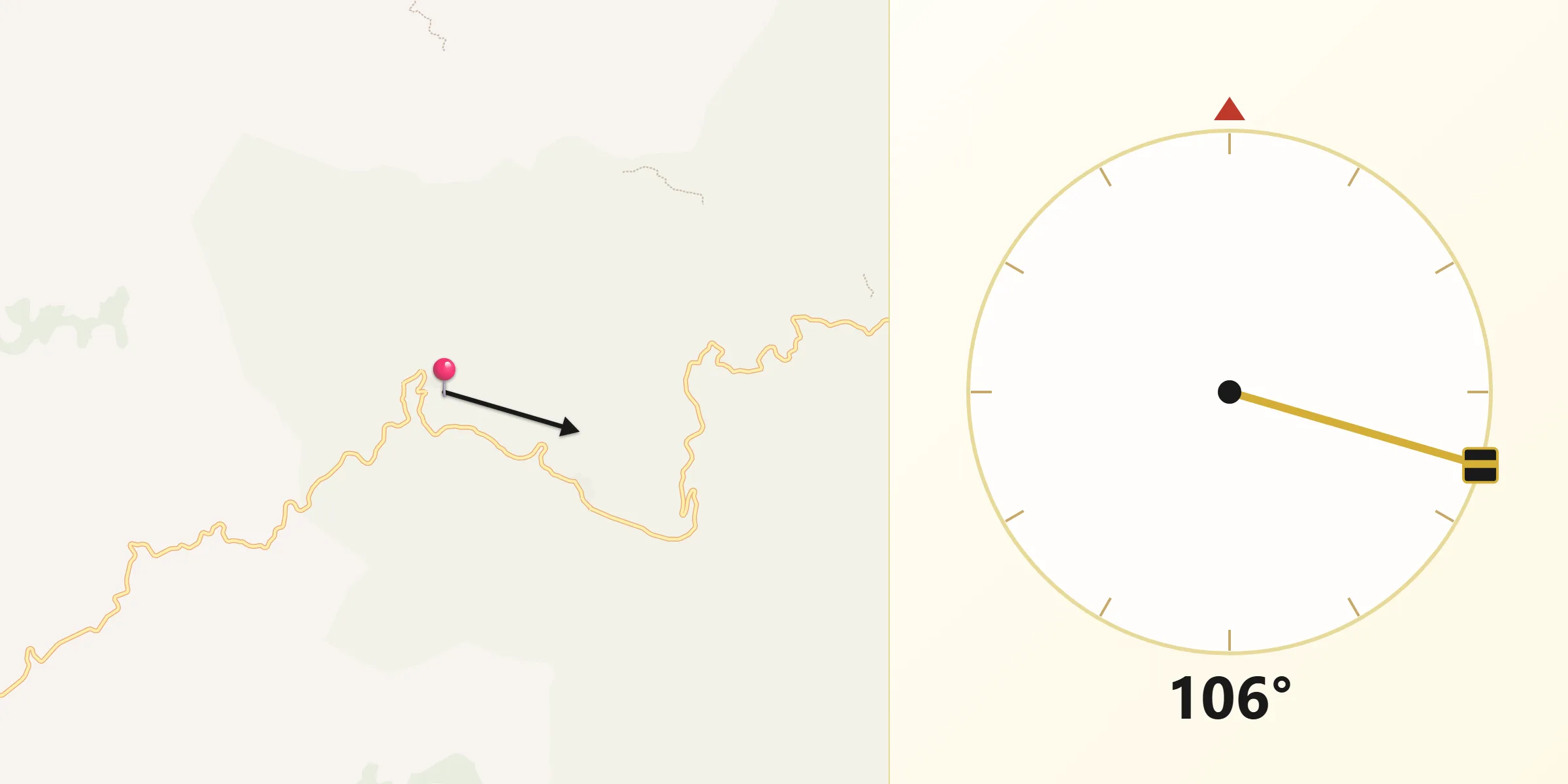 Dirección de la Qibla desde Higueras