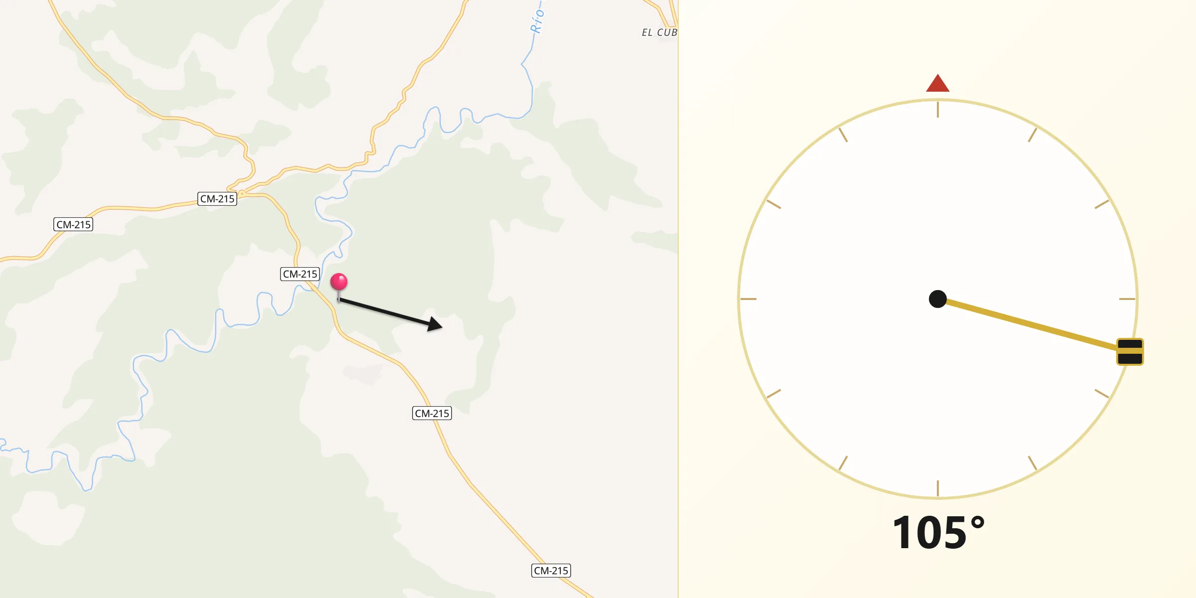 Dirección de la Qibla desde Campillos-Paravientos