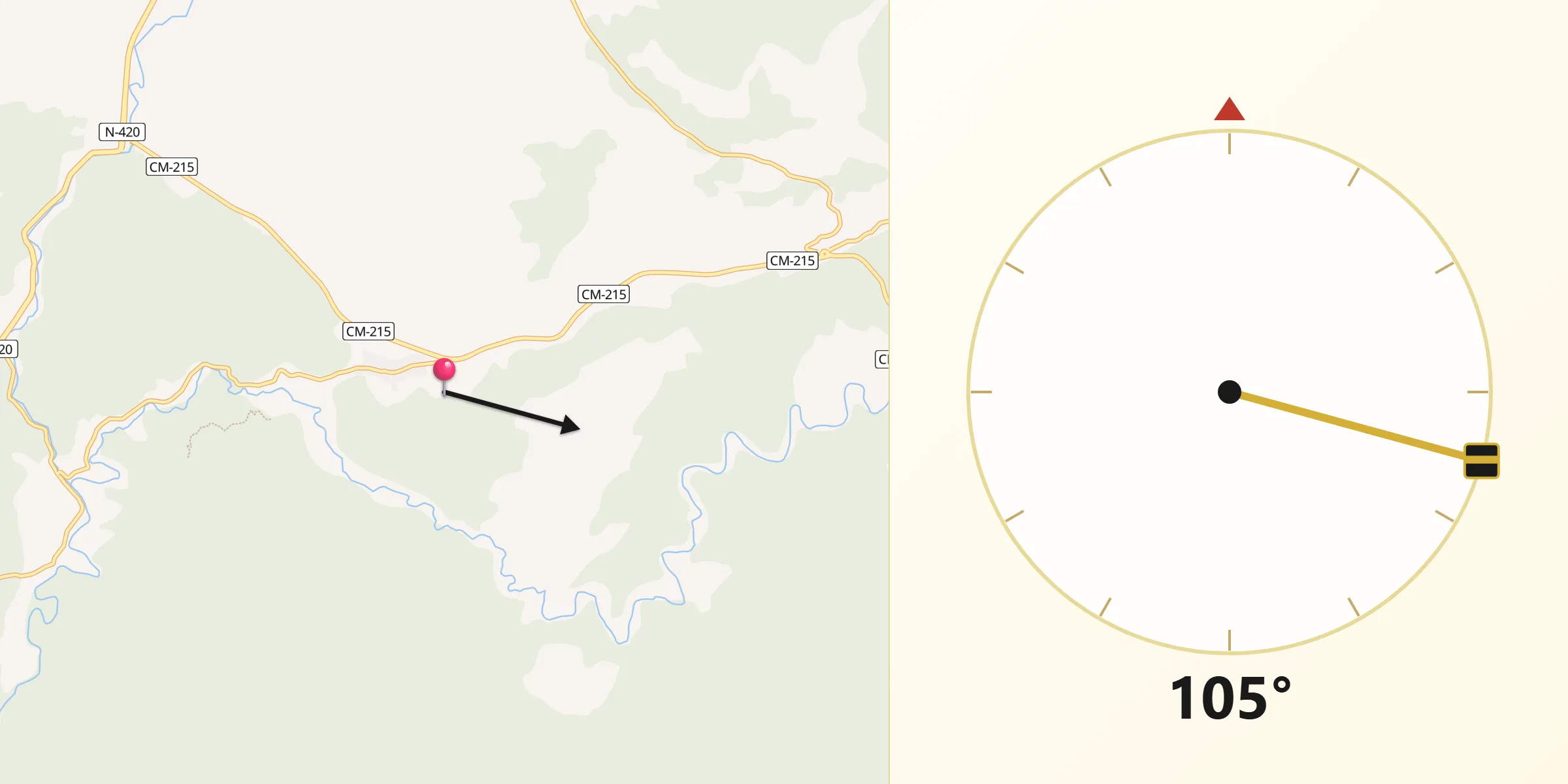 Dirección de la Qibla desde Boniches