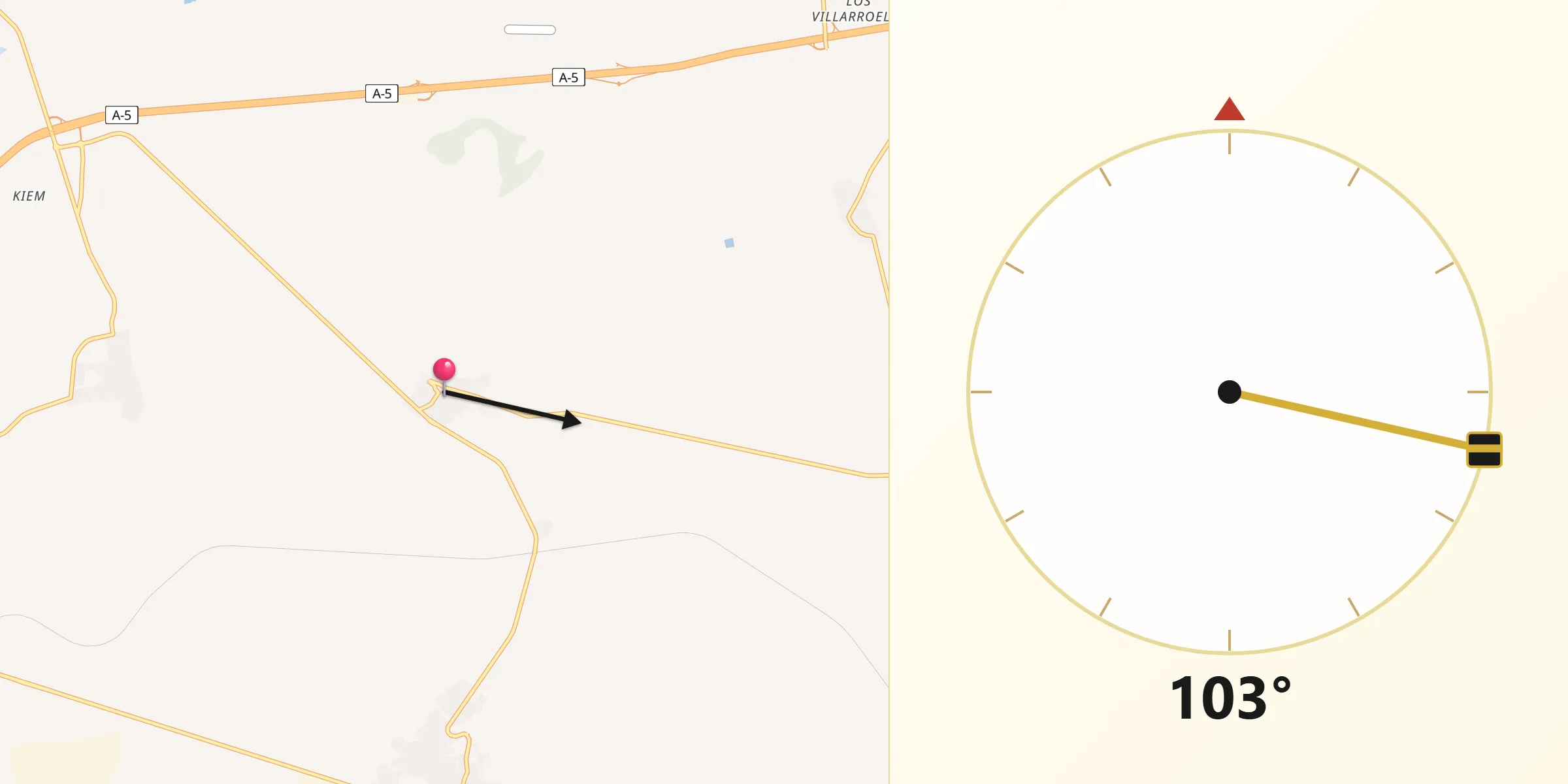 Dirección de la Qibla desde Cerralbos Los
