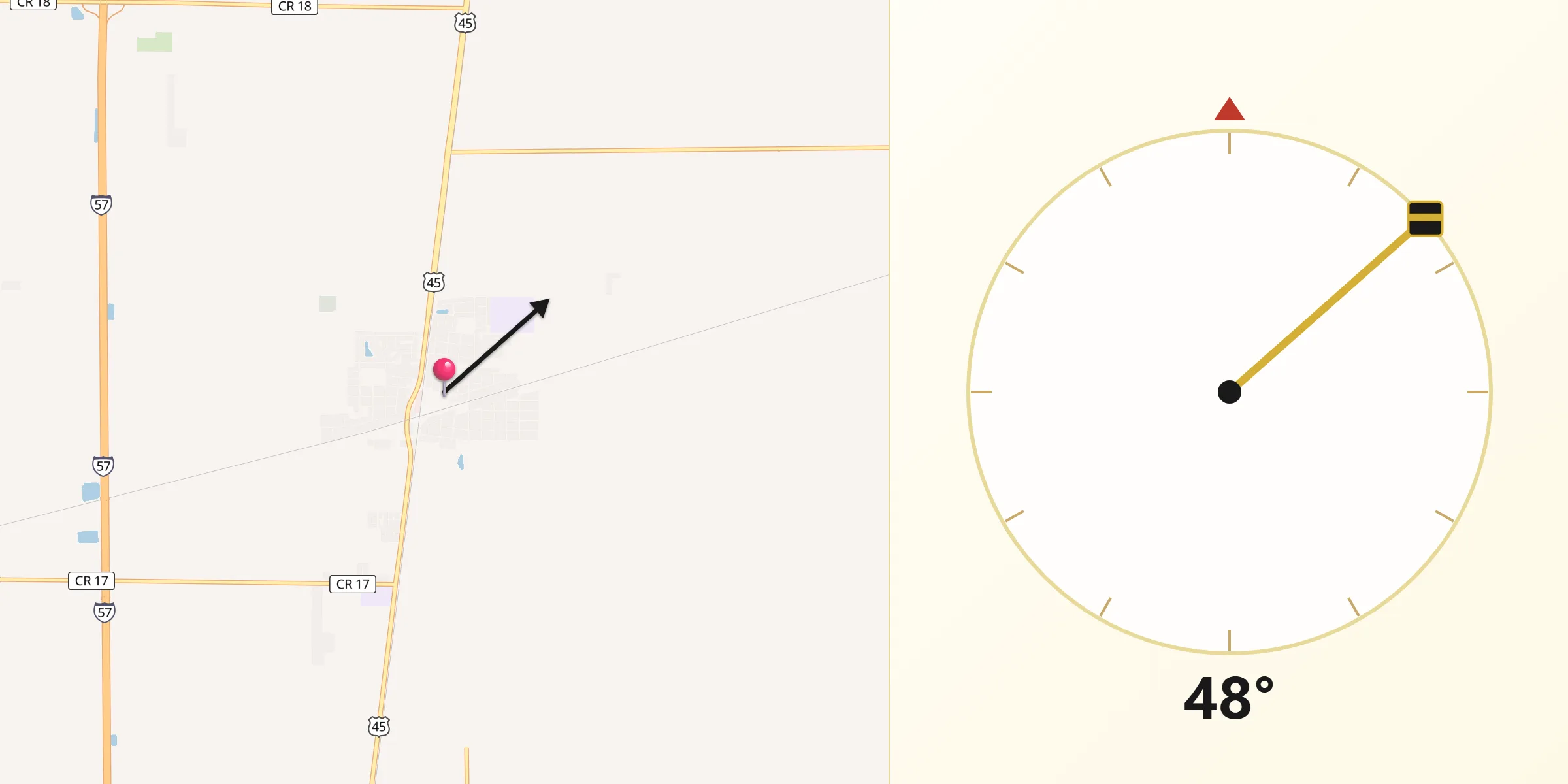 Qibla Direction from Tolono