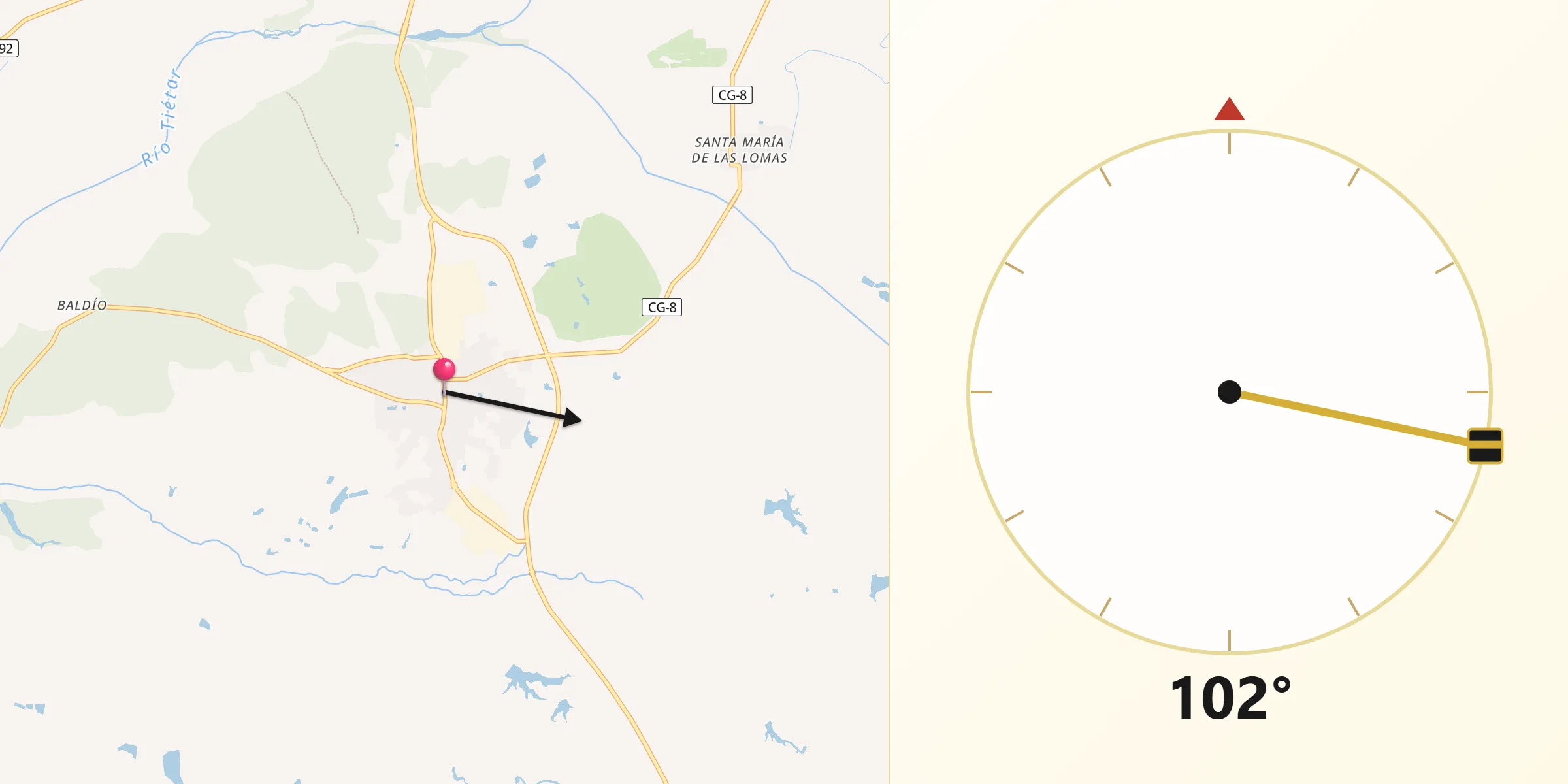 Dirección de la Qibla desde Talayuela