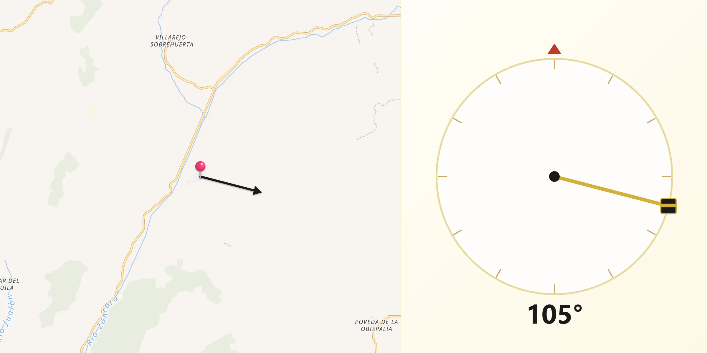 Dirección de la Qibla desde Huerta de la Obispalía