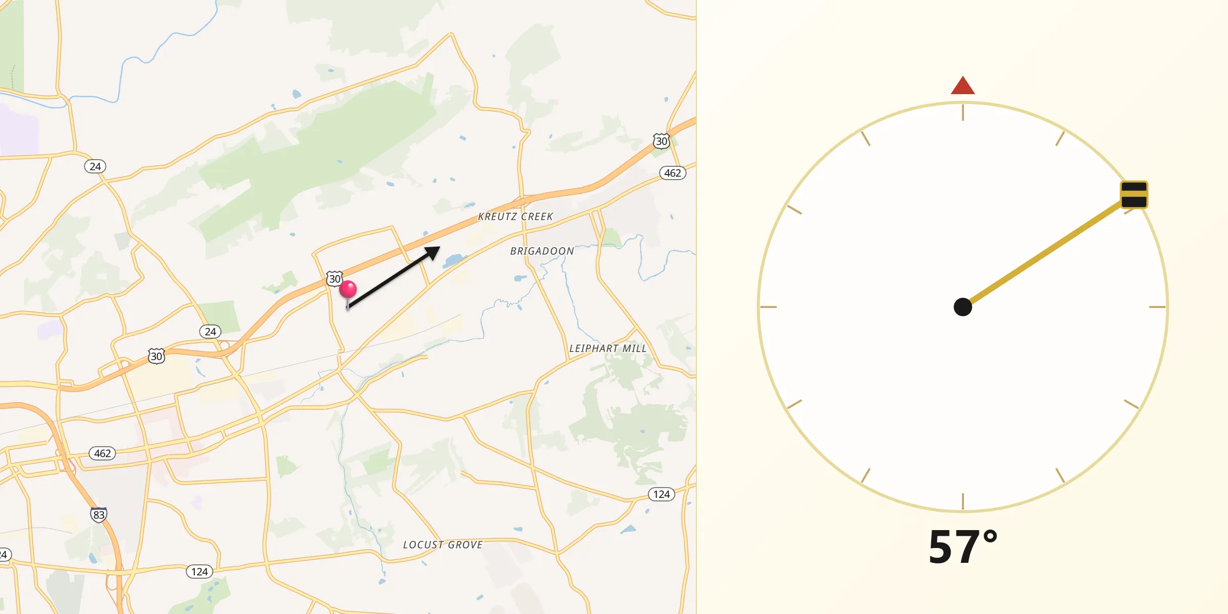 Qibla Direction from Yorklyn