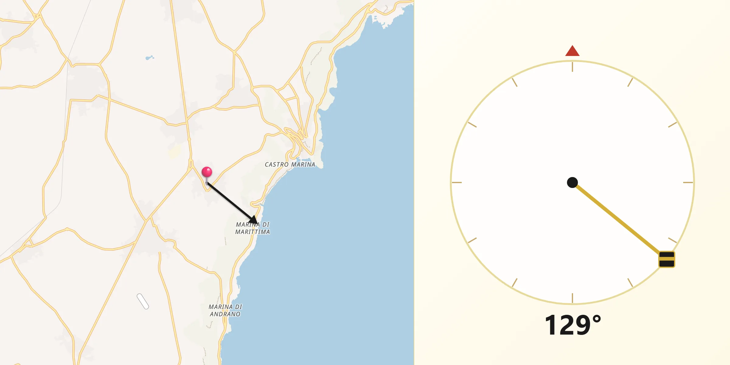 Direzione della Qibla da Marittima