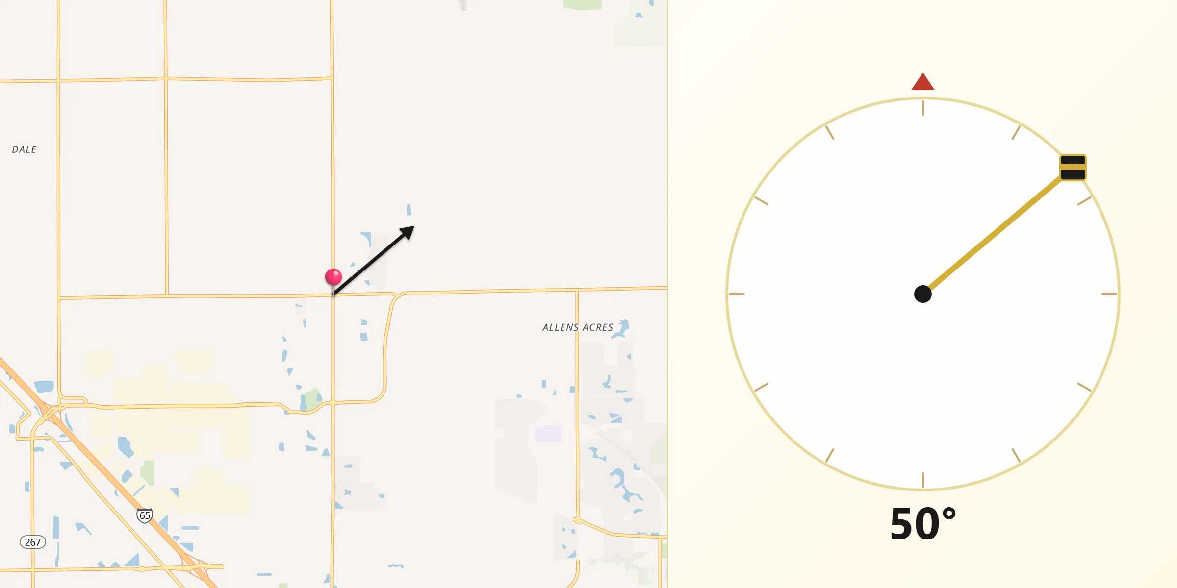 Qibla Direction from Whitestown