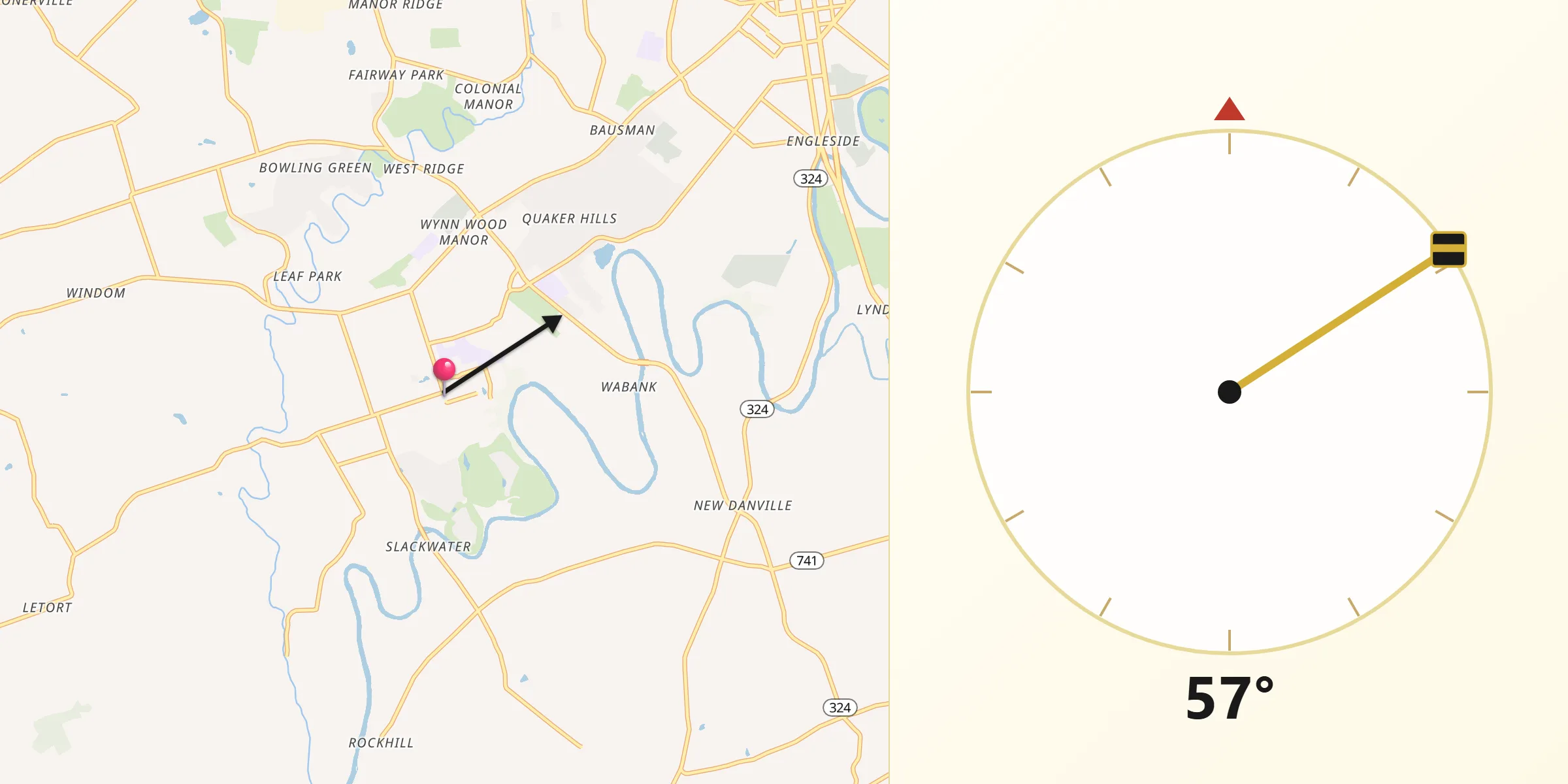 Qibla Direction from Millersville