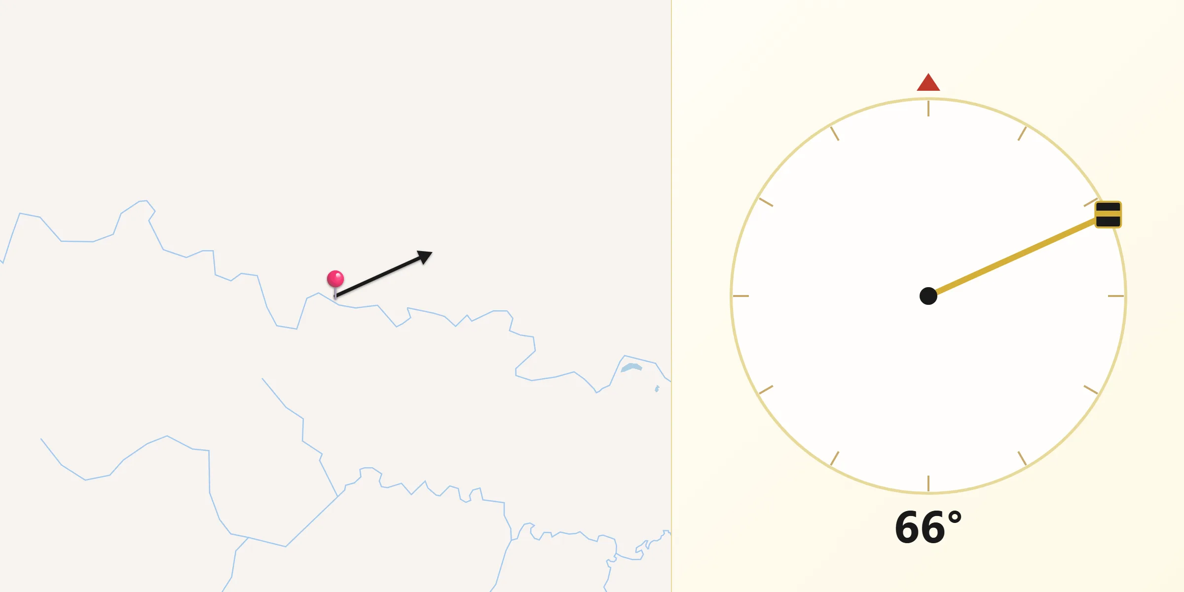 Dirección de la Qibla desde Puerto López