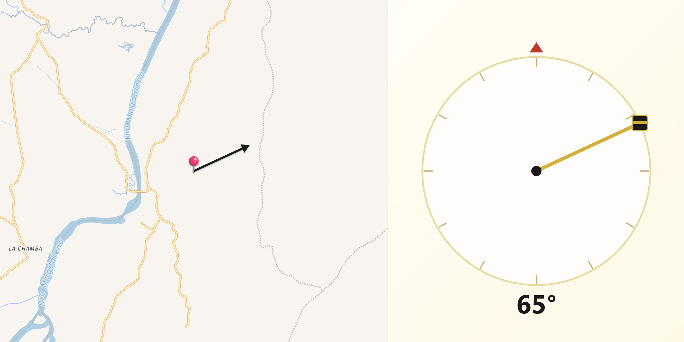 Dirección de la Qibla desde Suárez