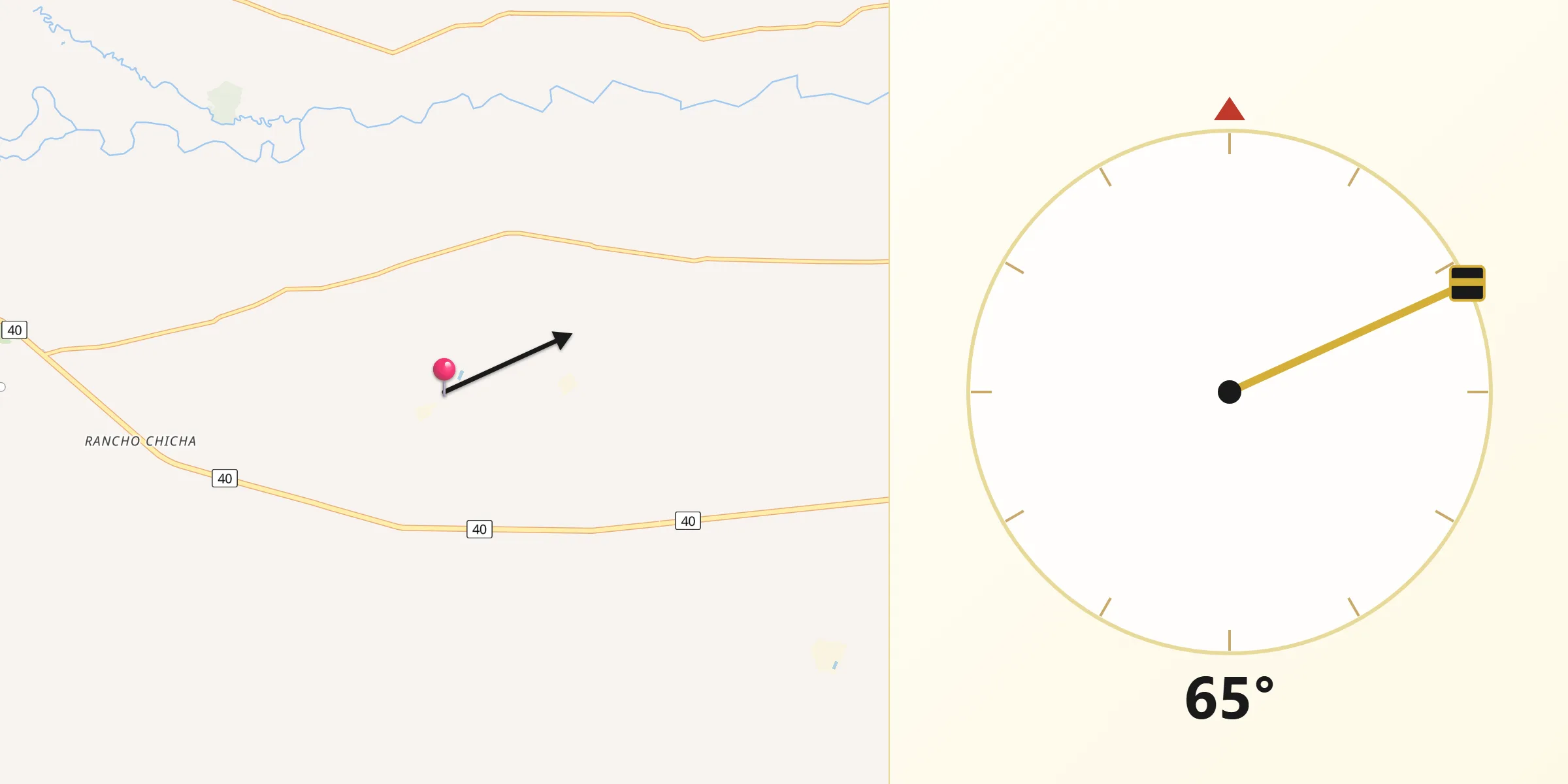 Dirección de la Qibla desde Villavicencio