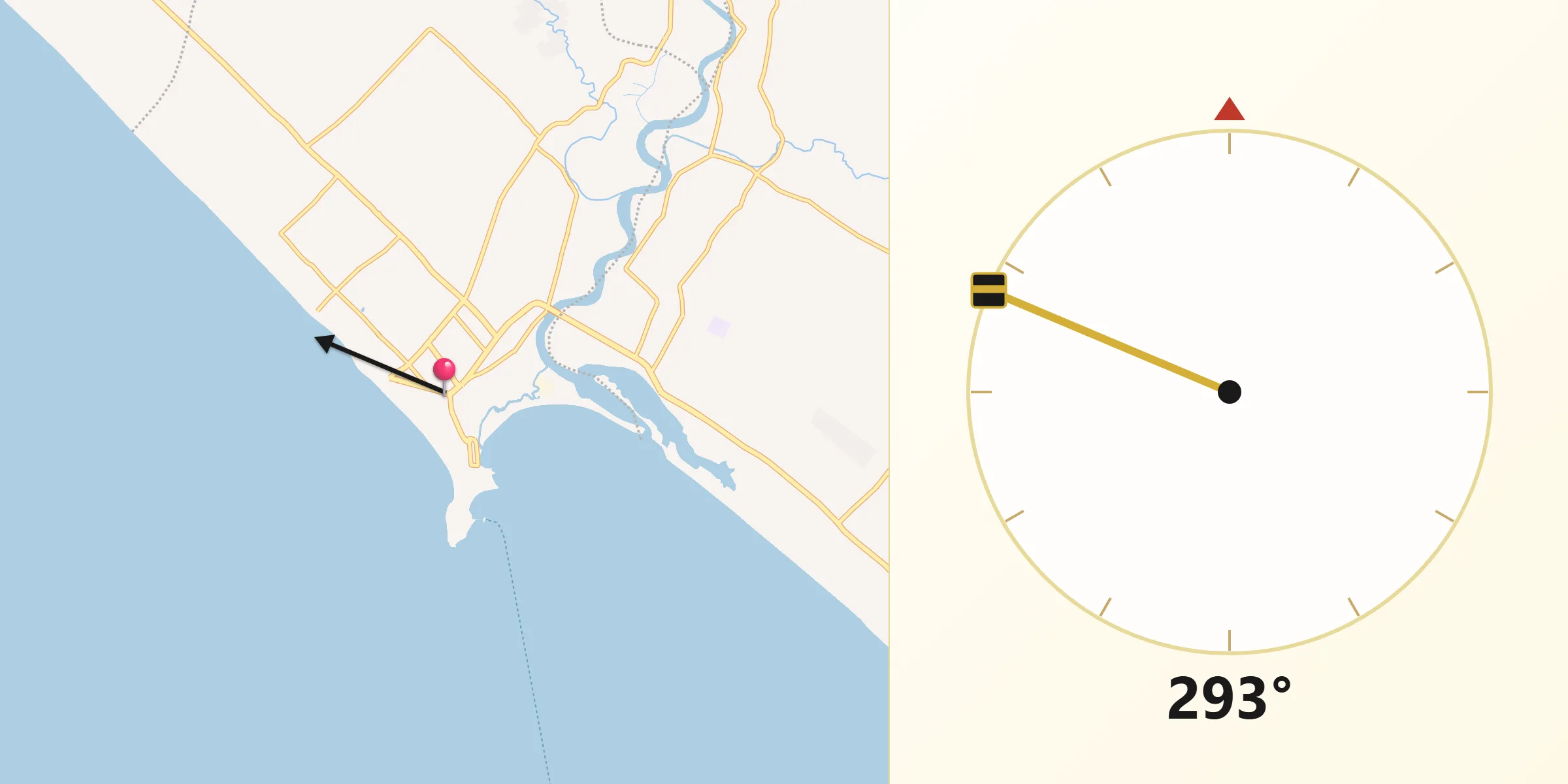 Direction vers la Qibla depuis Meulaboh