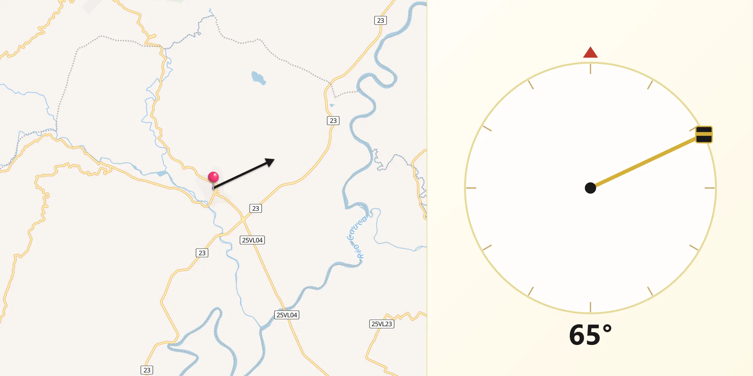 Dirección de la Qibla desde Riofrío