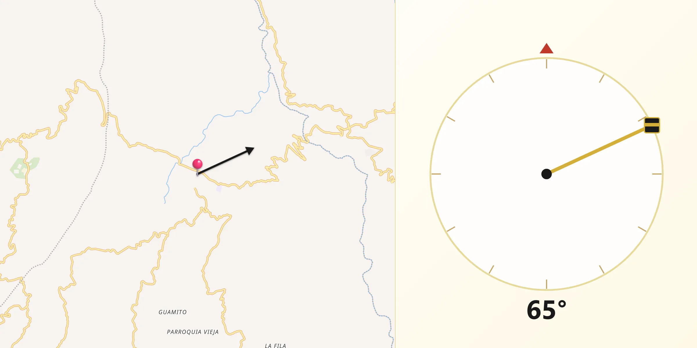 Dirección de la Qibla desde Icononzo