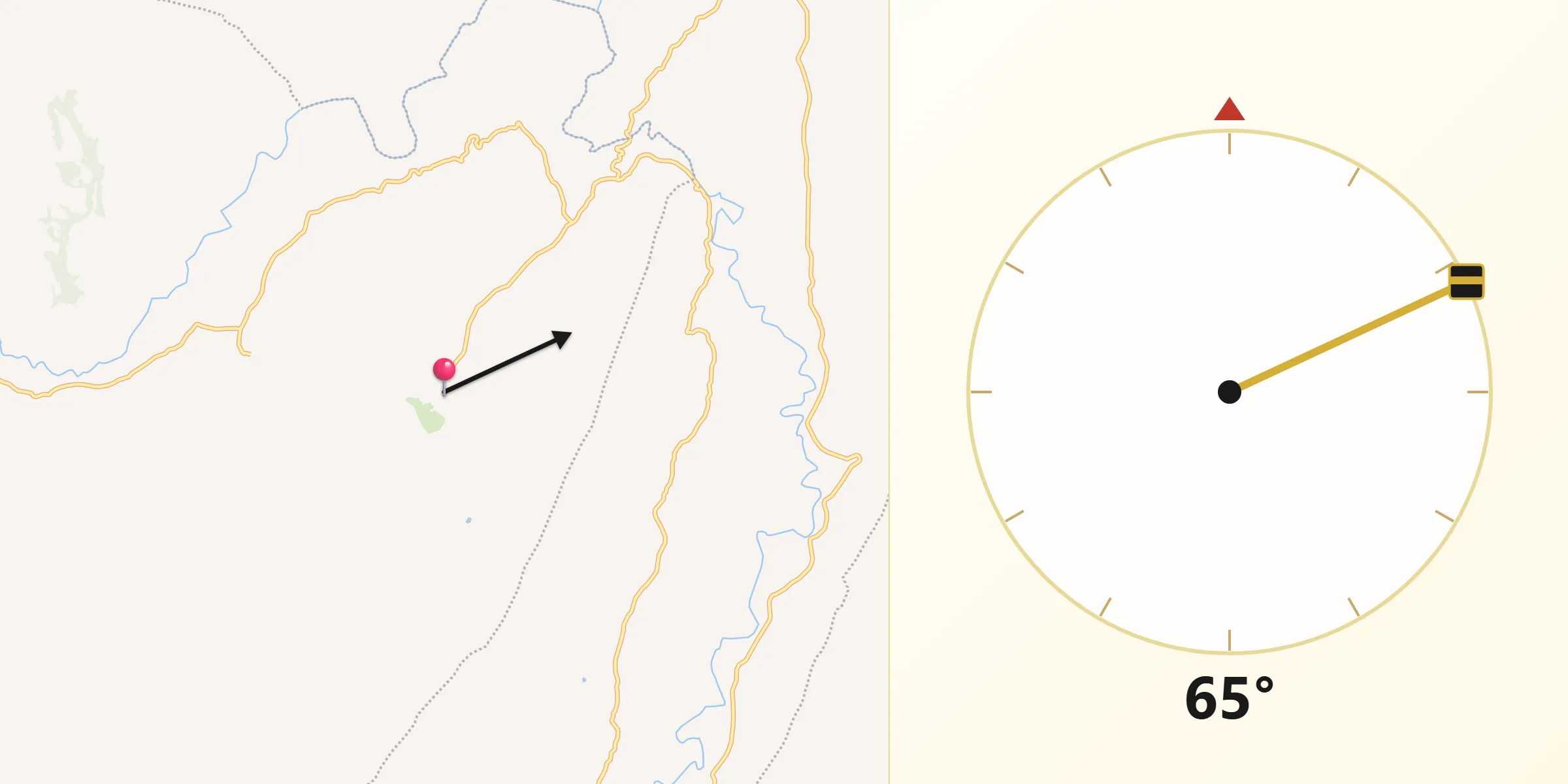 Dirección de la Qibla desde Valle de San Juan