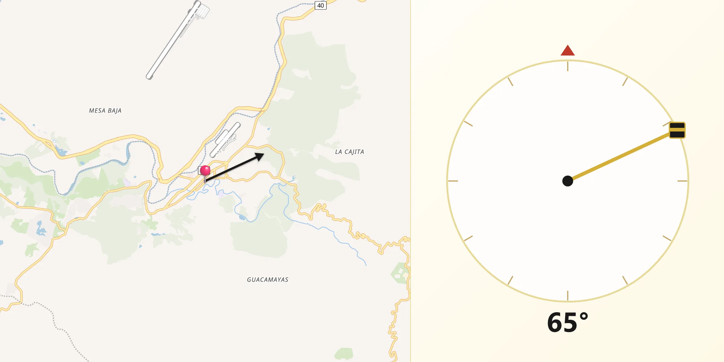 Dirección de la Qibla desde Melgar