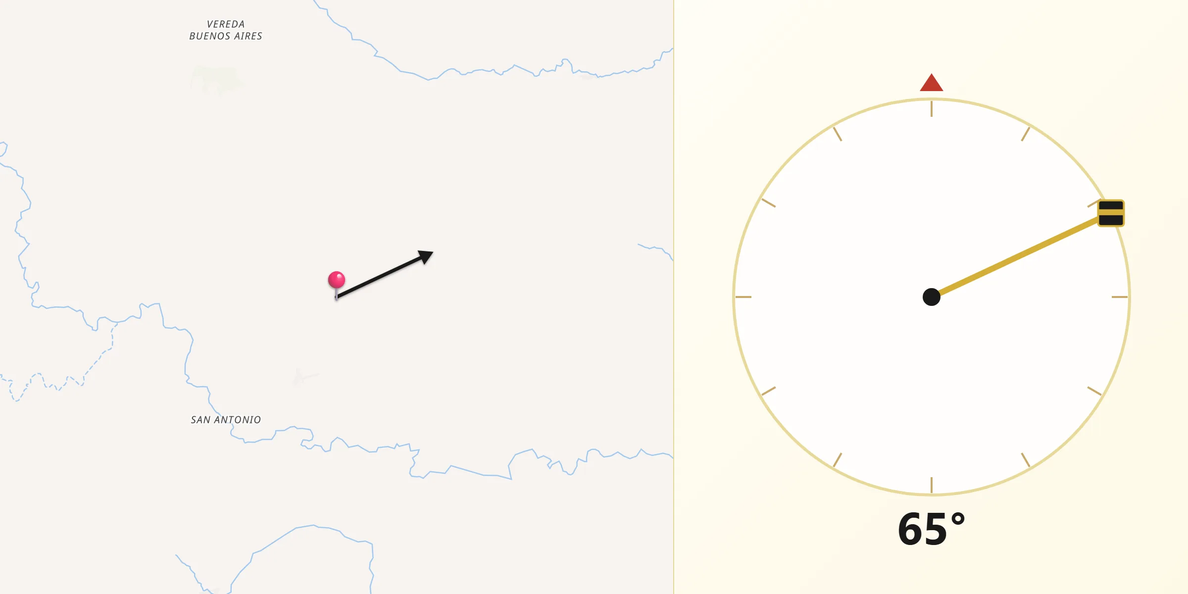 Dirección de la Qibla desde Rovira