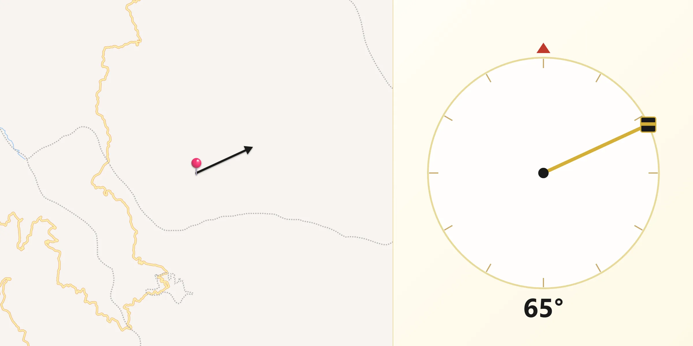Dirección de la Qibla desde Arbeláez