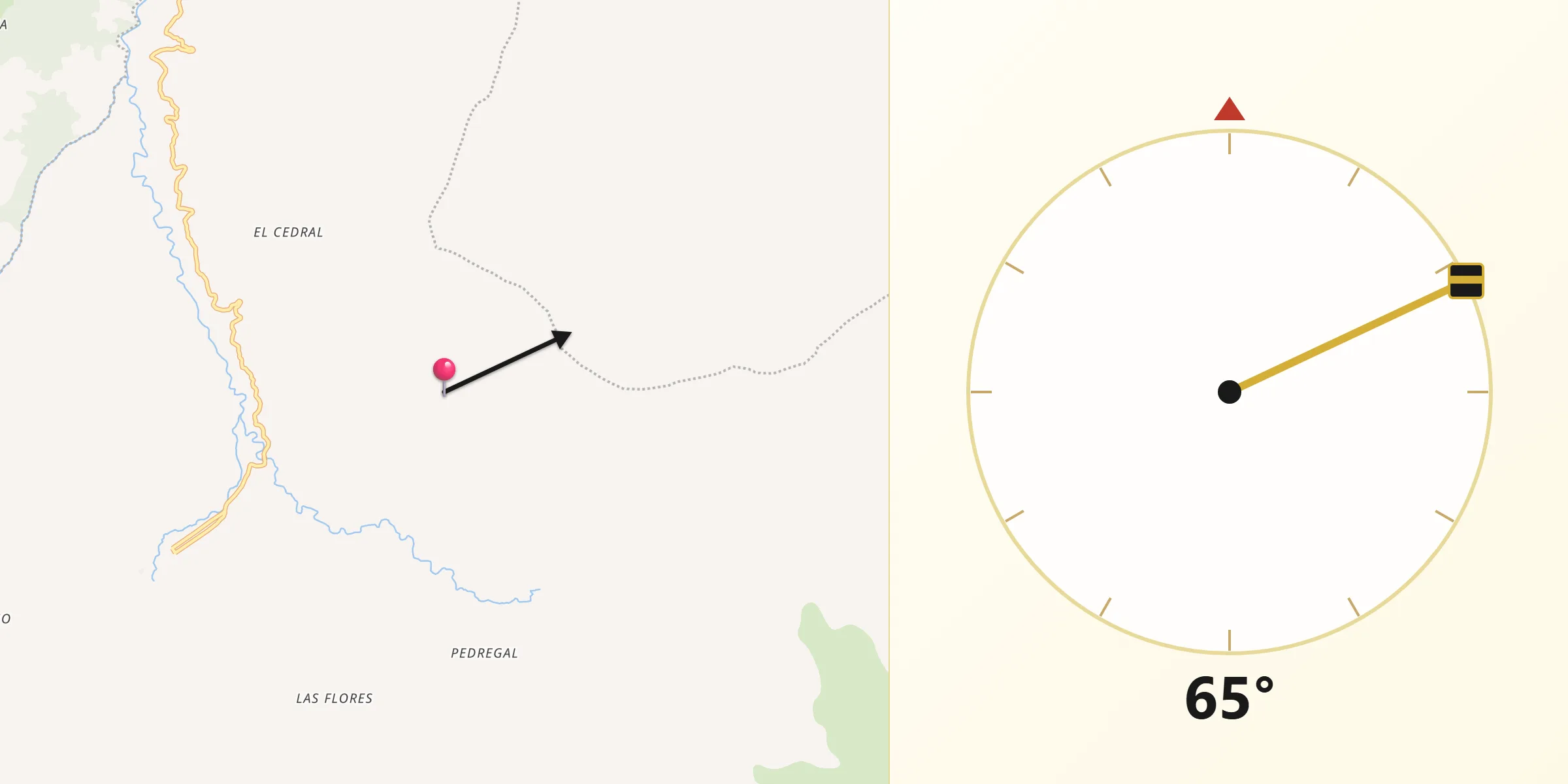 Dirección de la Qibla desde Génova