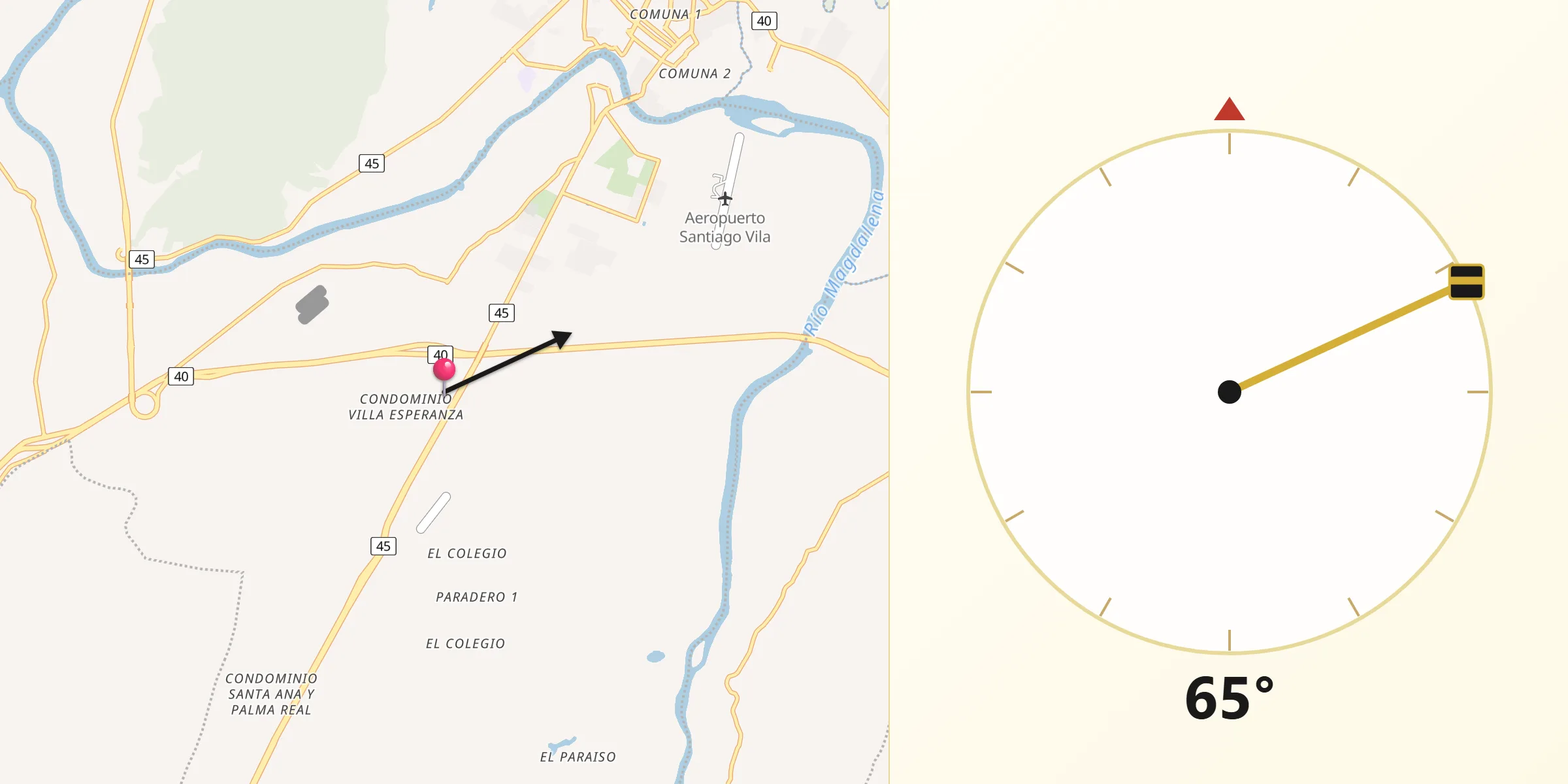 Dirección de la Qibla desde Flandes