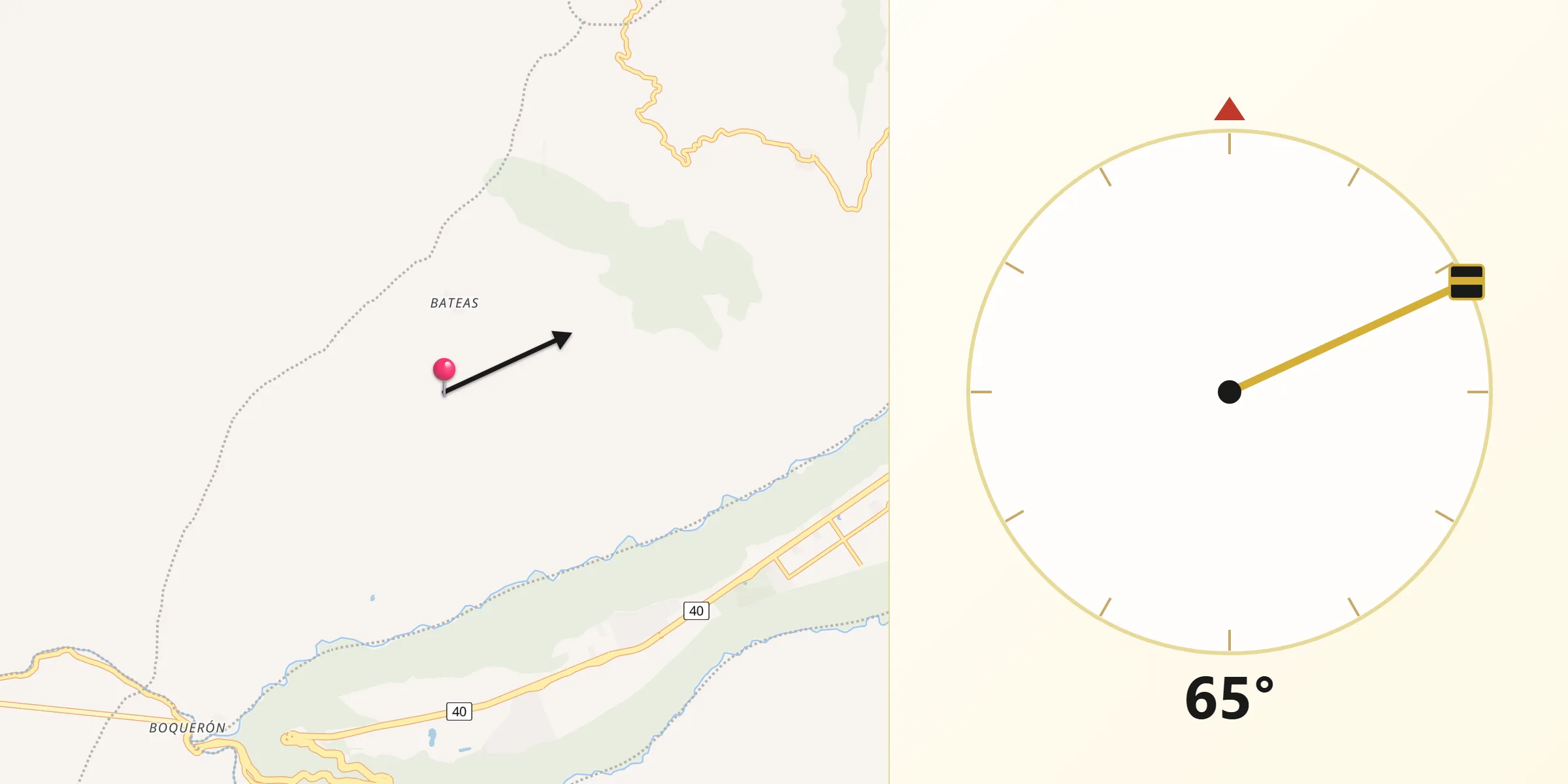 Dirección de la Qibla desde Tibacuy