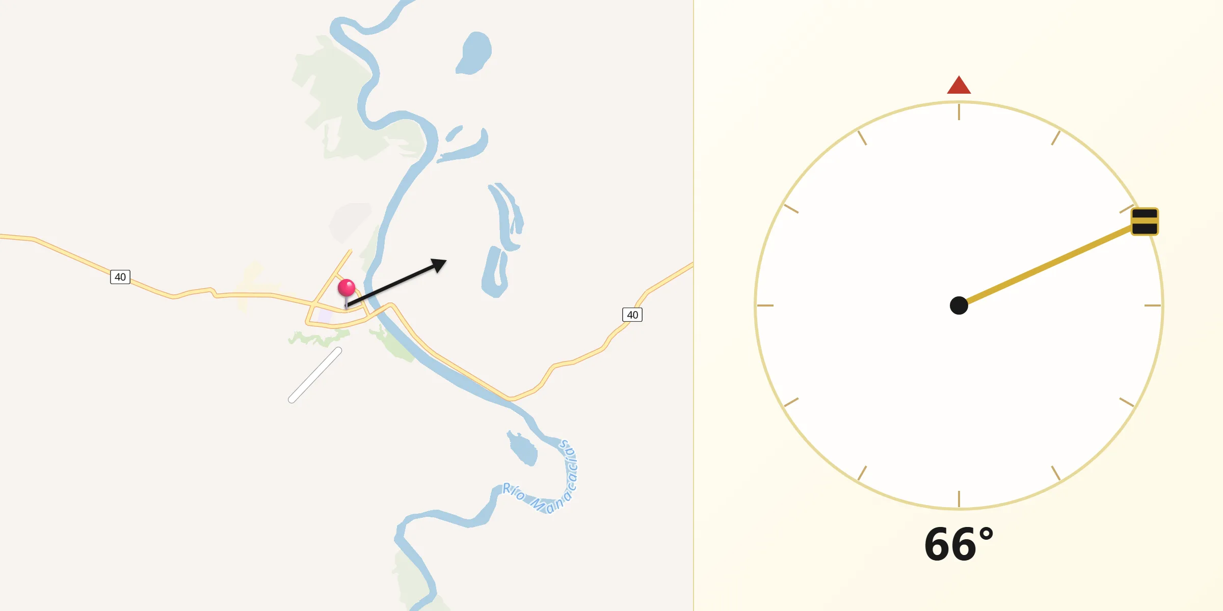 Dirección de la Qibla desde Puerto Gaitán