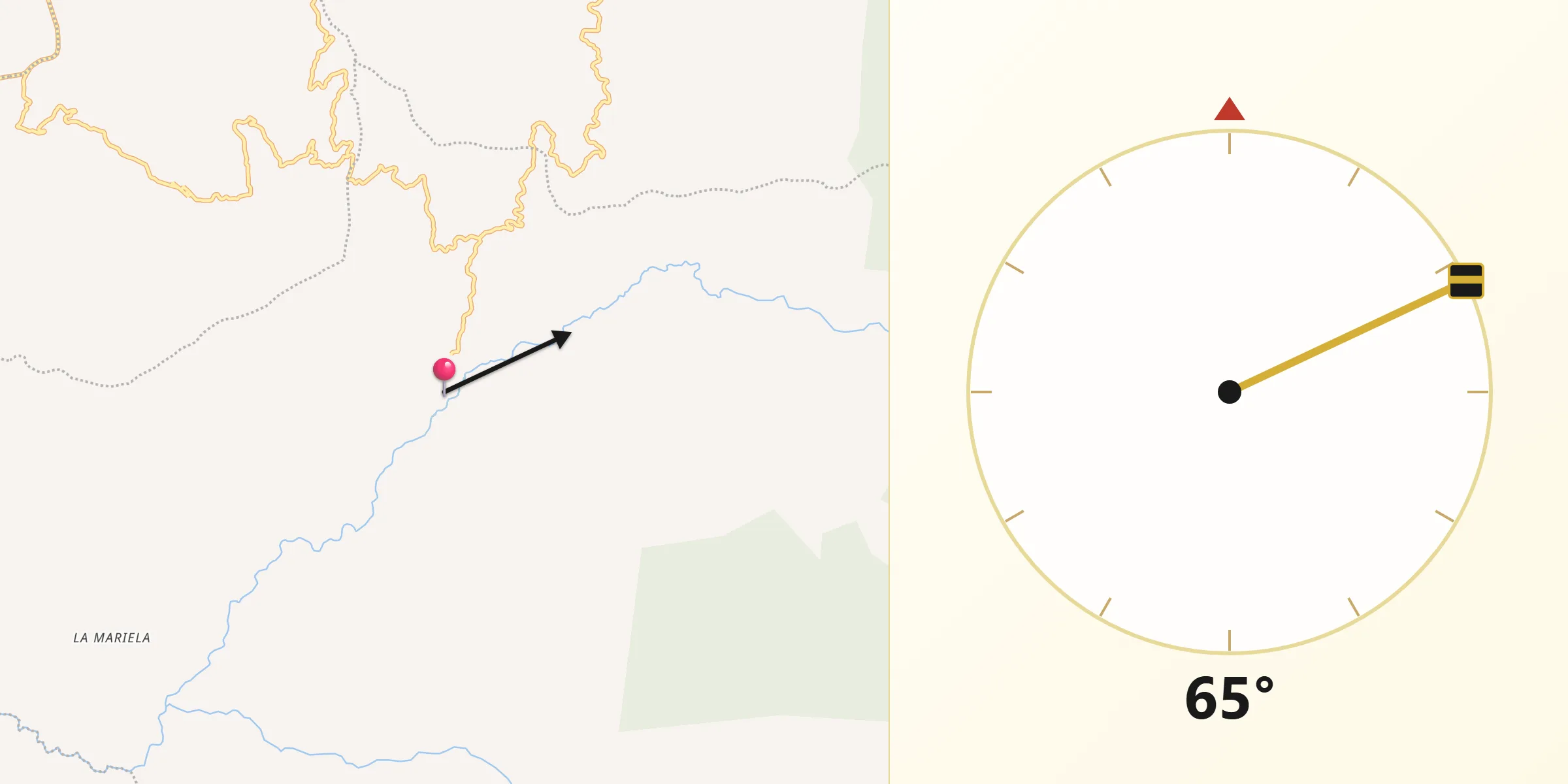 Dirección de la Qibla desde Pijao
