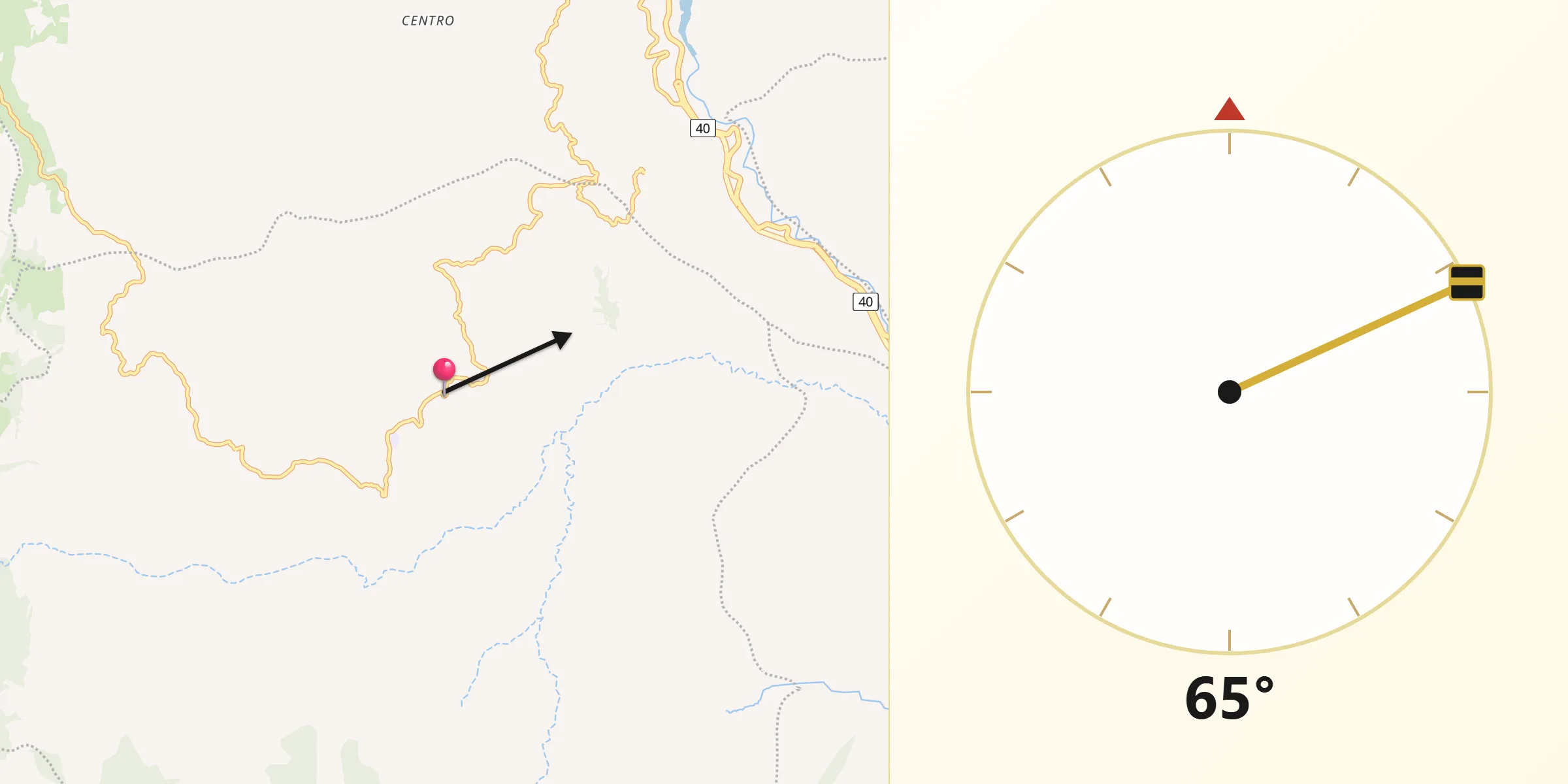 Dirección de la Qibla desde Fosca