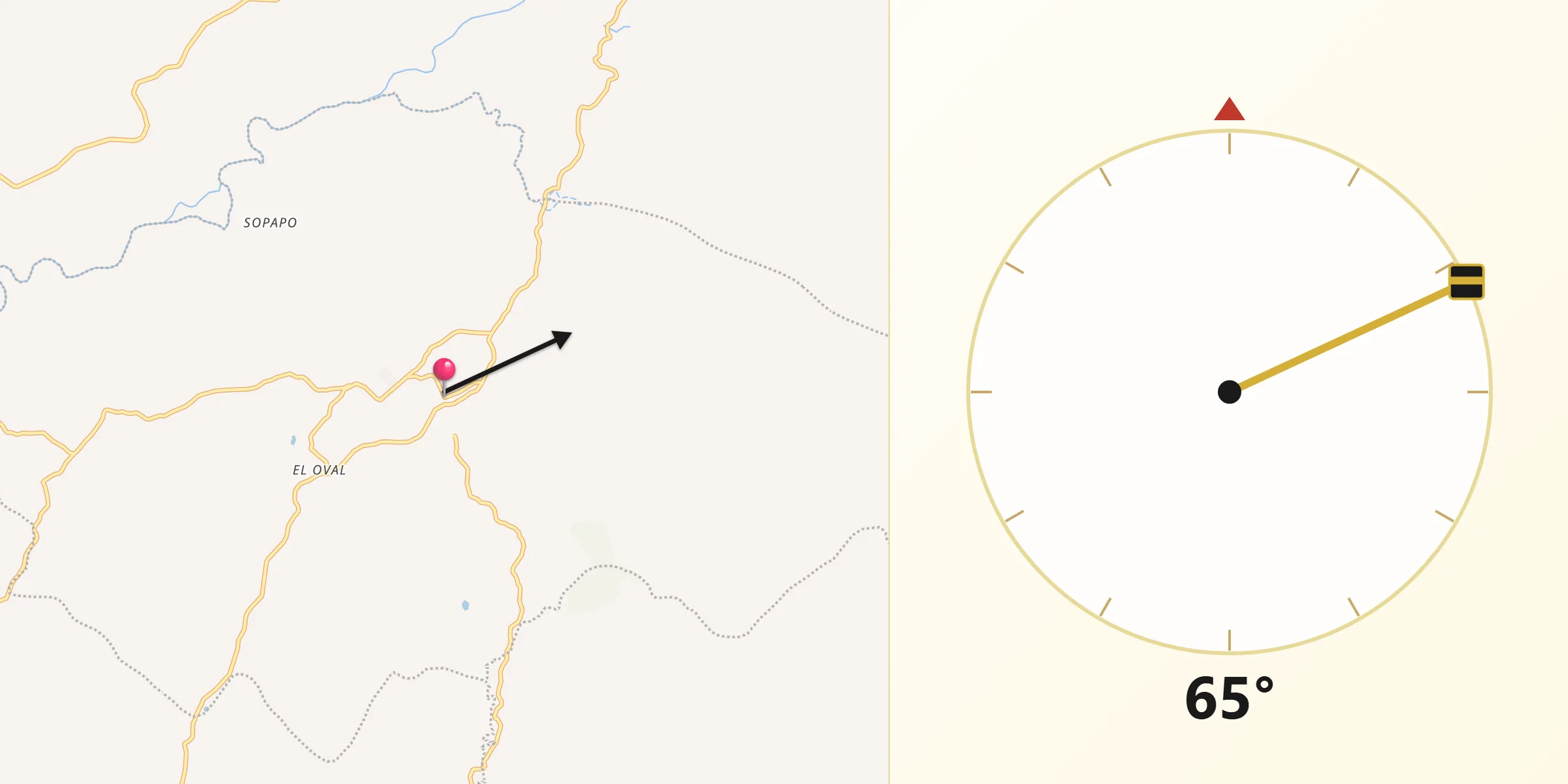 Dirección de la Qibla desde Agua de Dios
