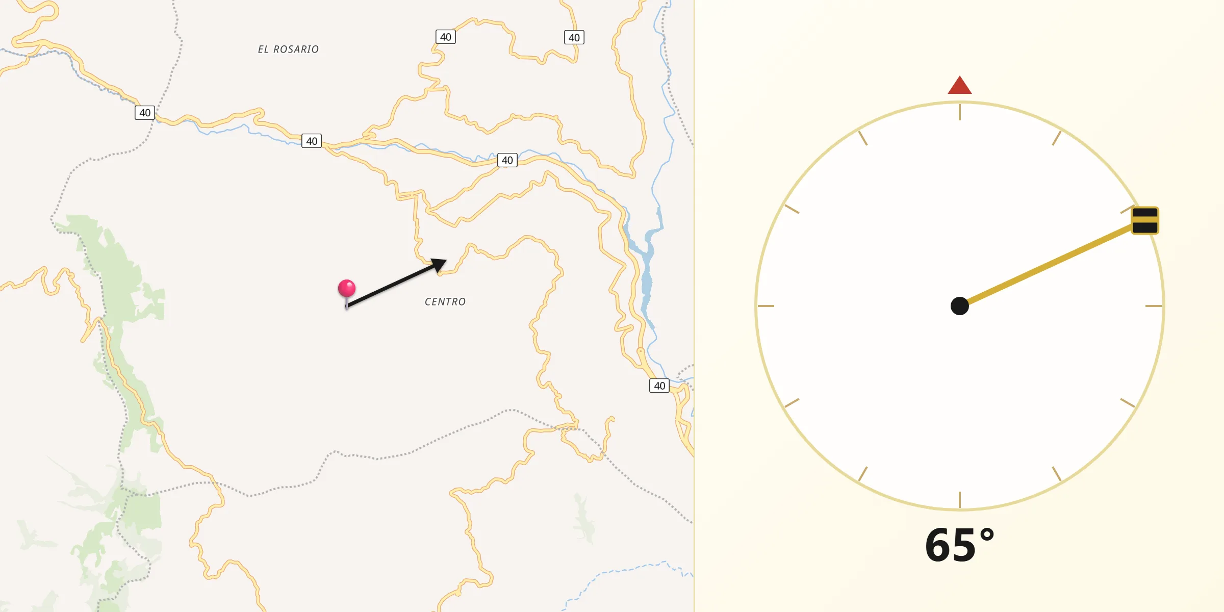 Dirección de la Qibla desde Caqueza