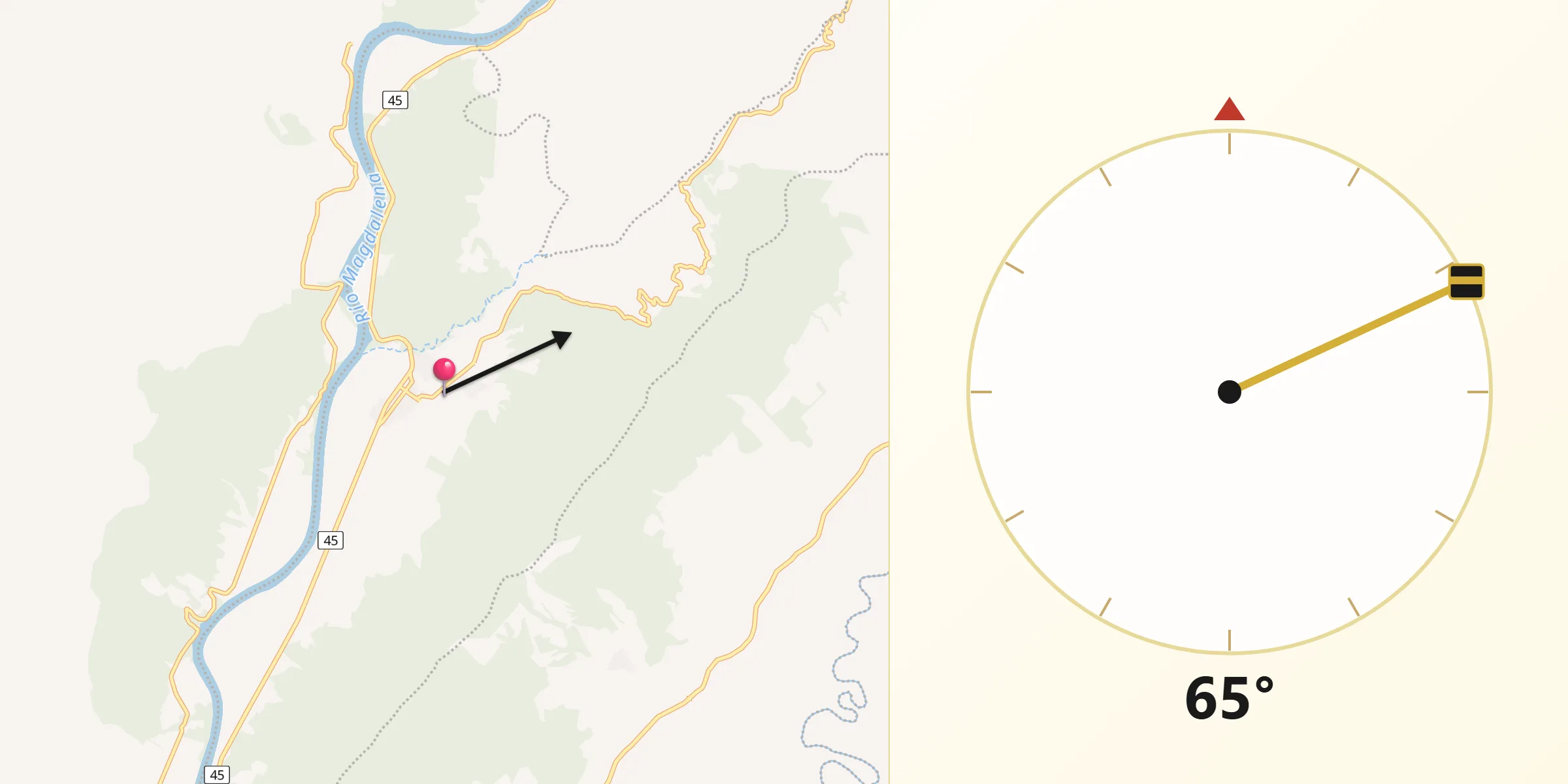 Dirección de la Qibla desde Nariño