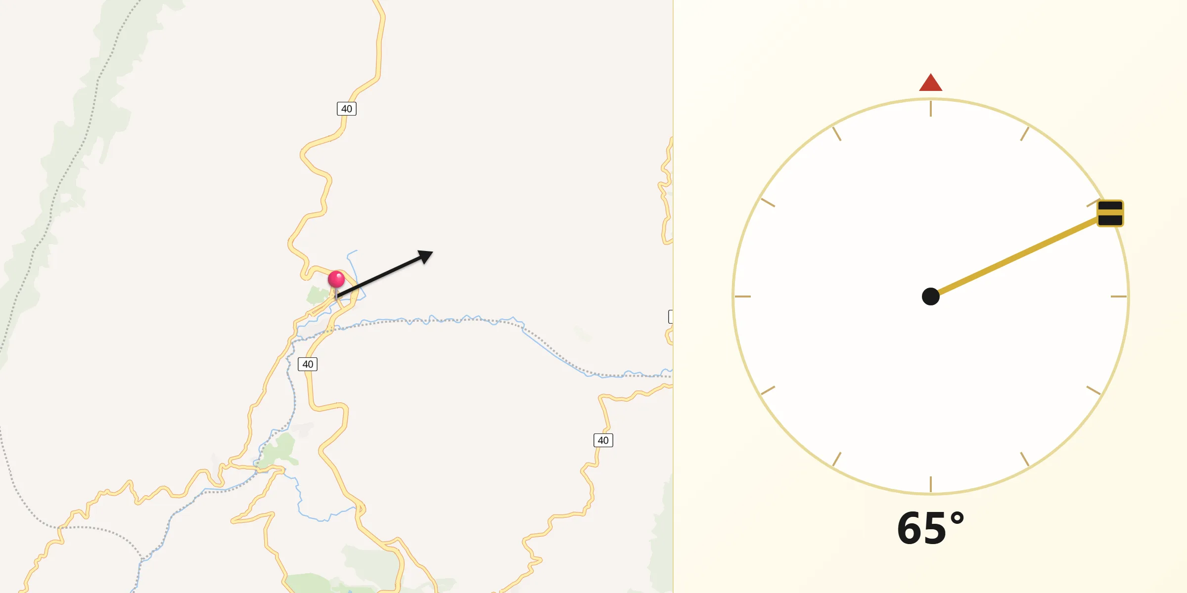 Dirección de la Qibla desde Silvania
