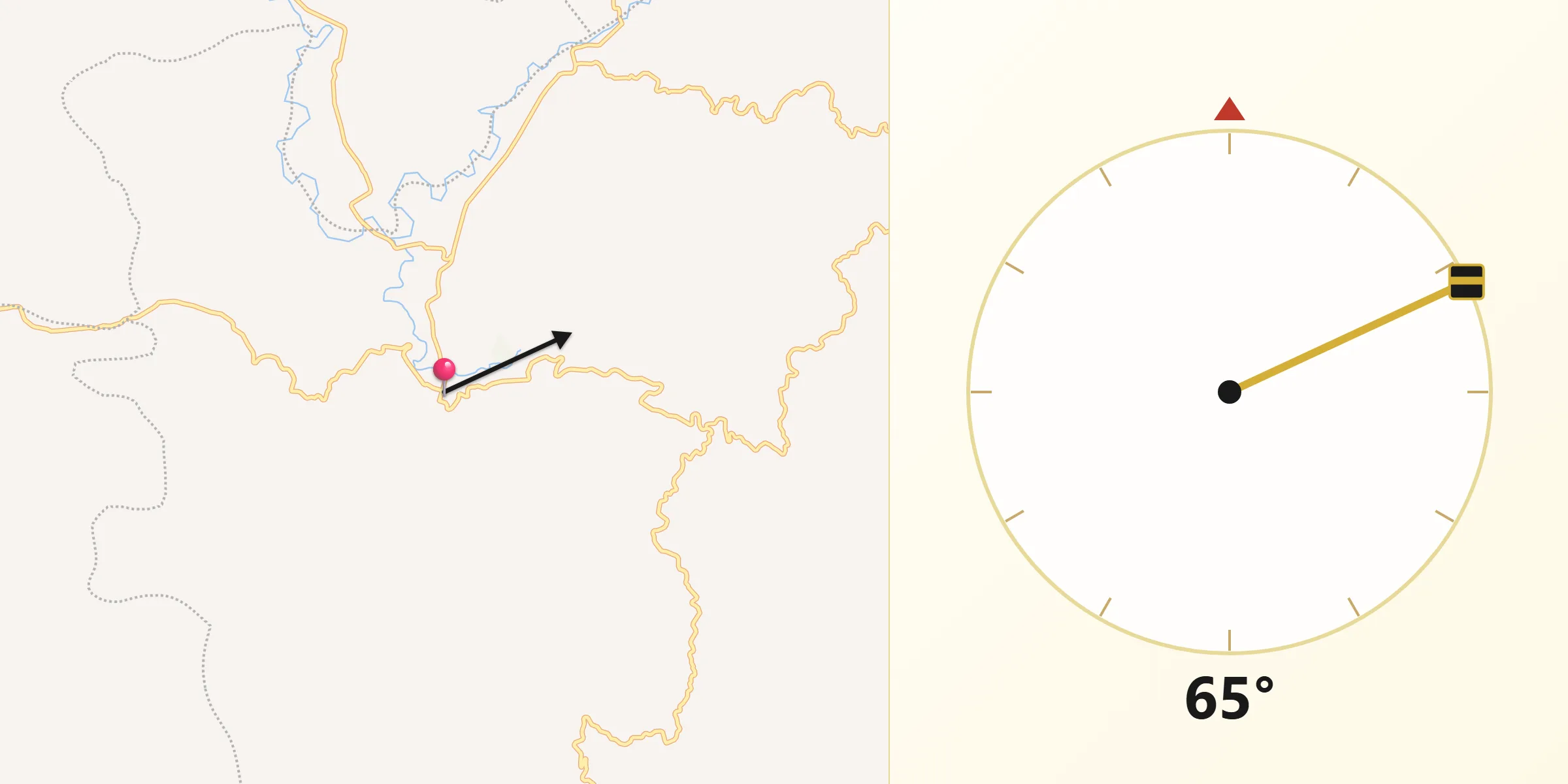 Dirección de la Qibla desde Viotá