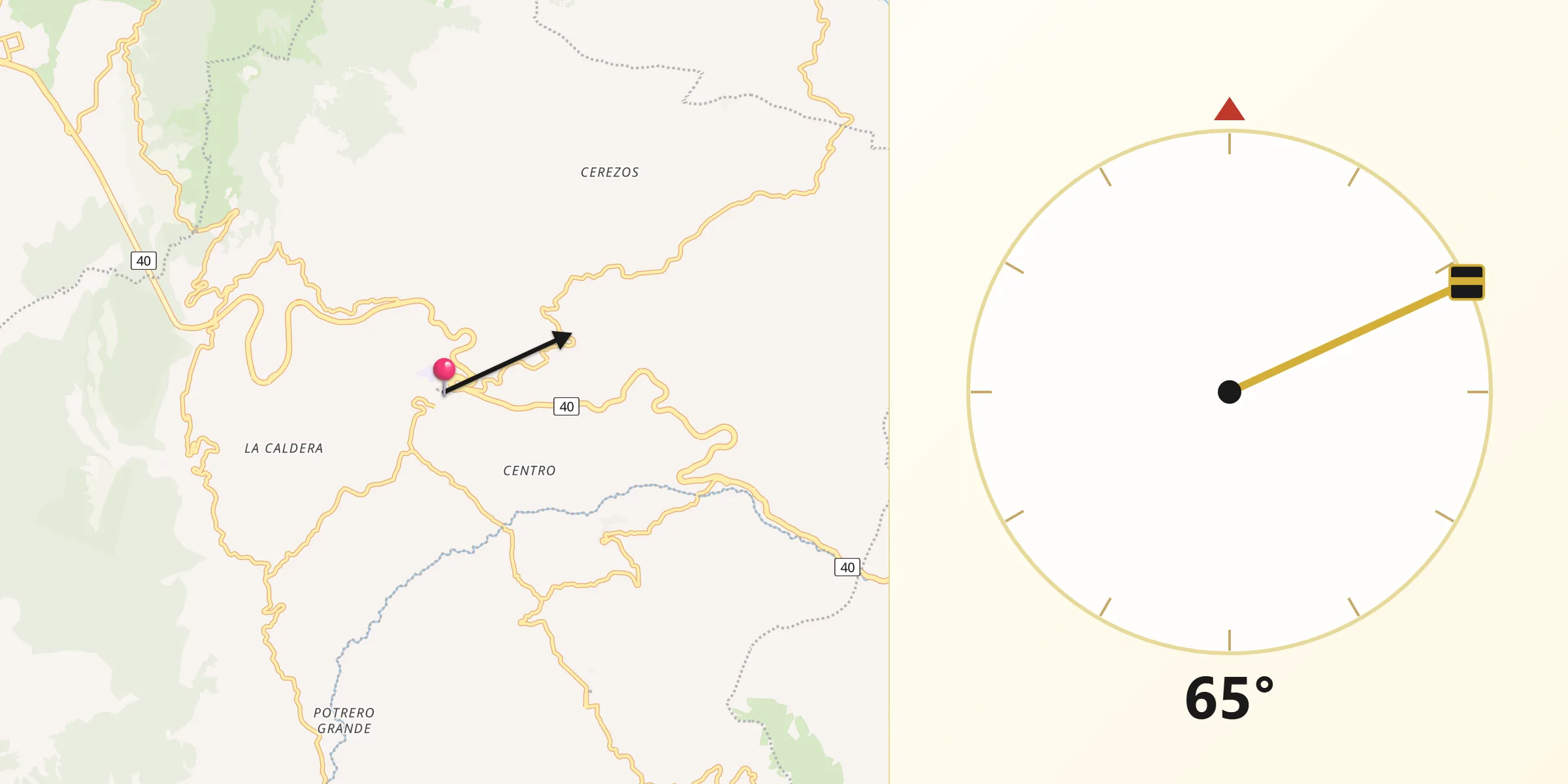 Dirección de la Qibla desde Chipaque
