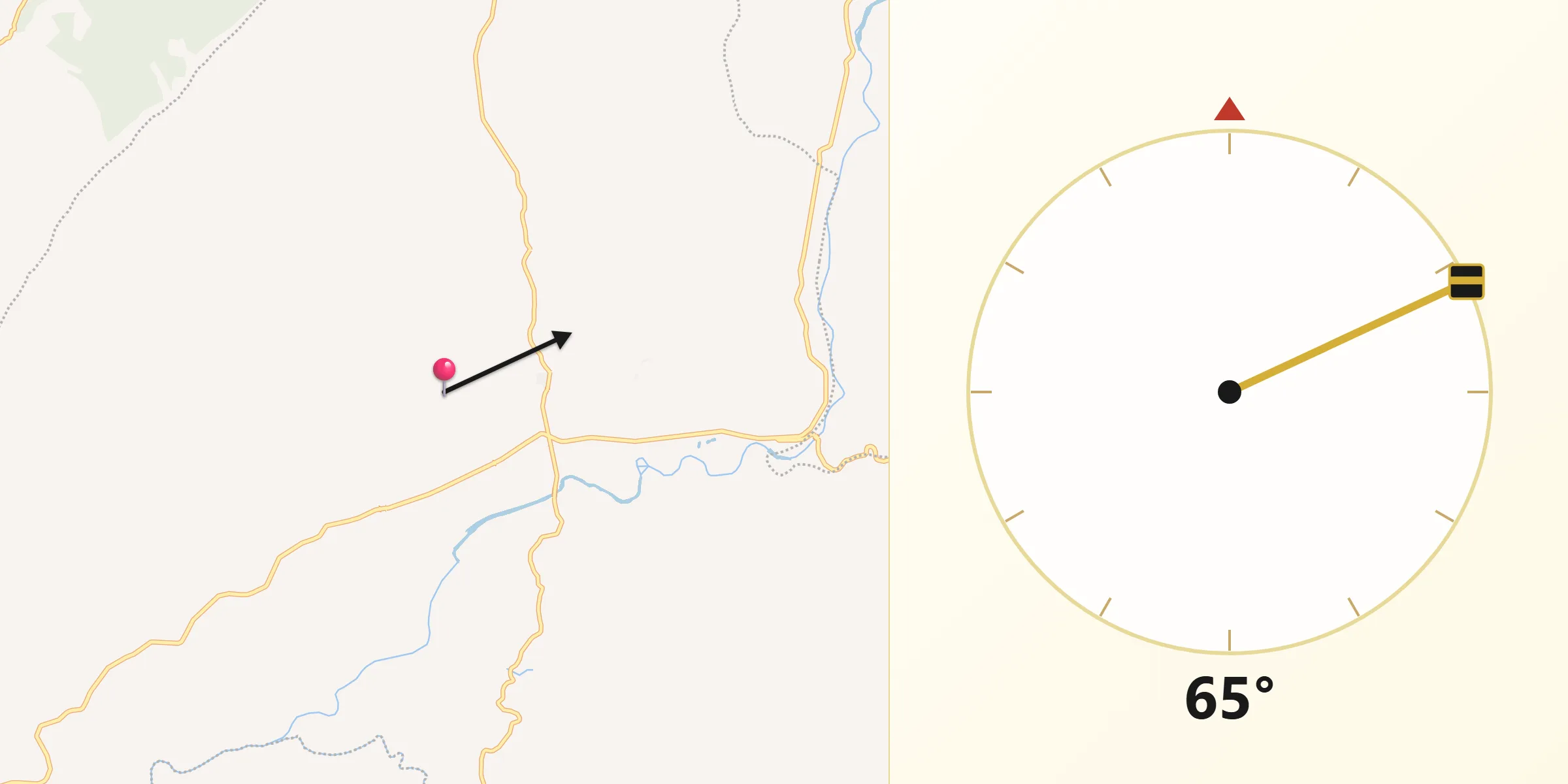Dirección de la Qibla desde Tocaima