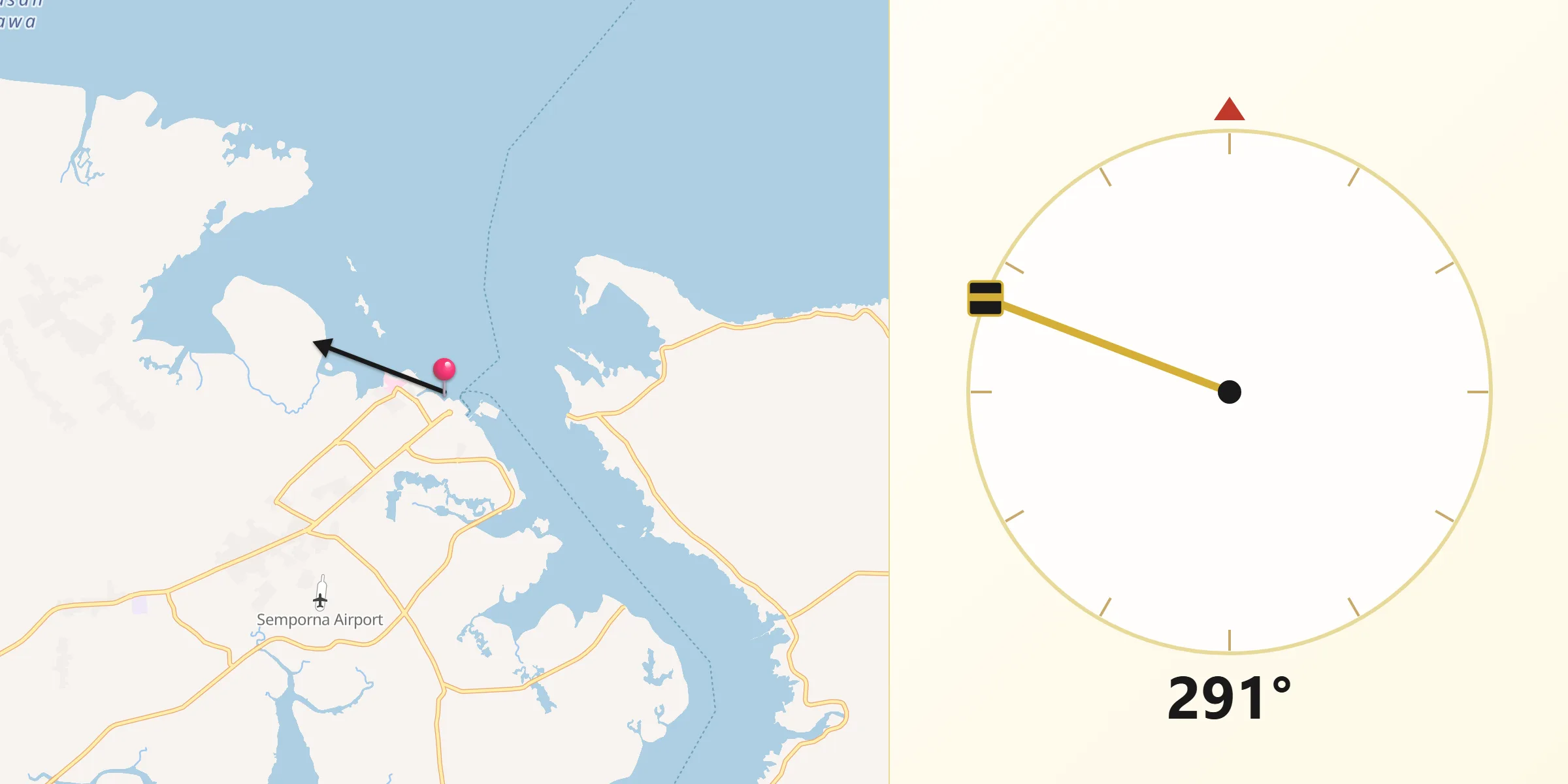 Direction vers la Qibla depuis Semporna