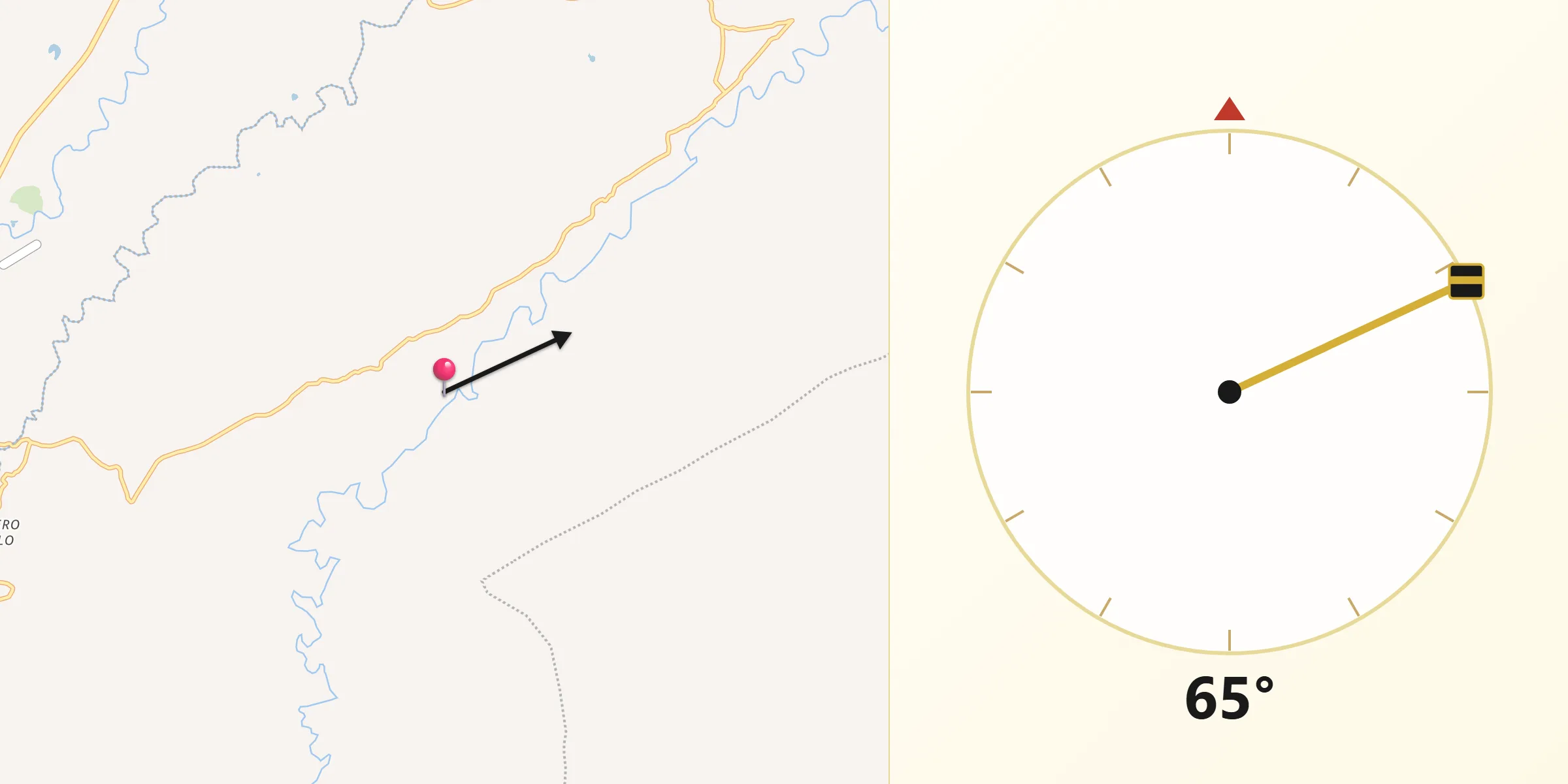 Dirección de la Qibla desde Piedras
